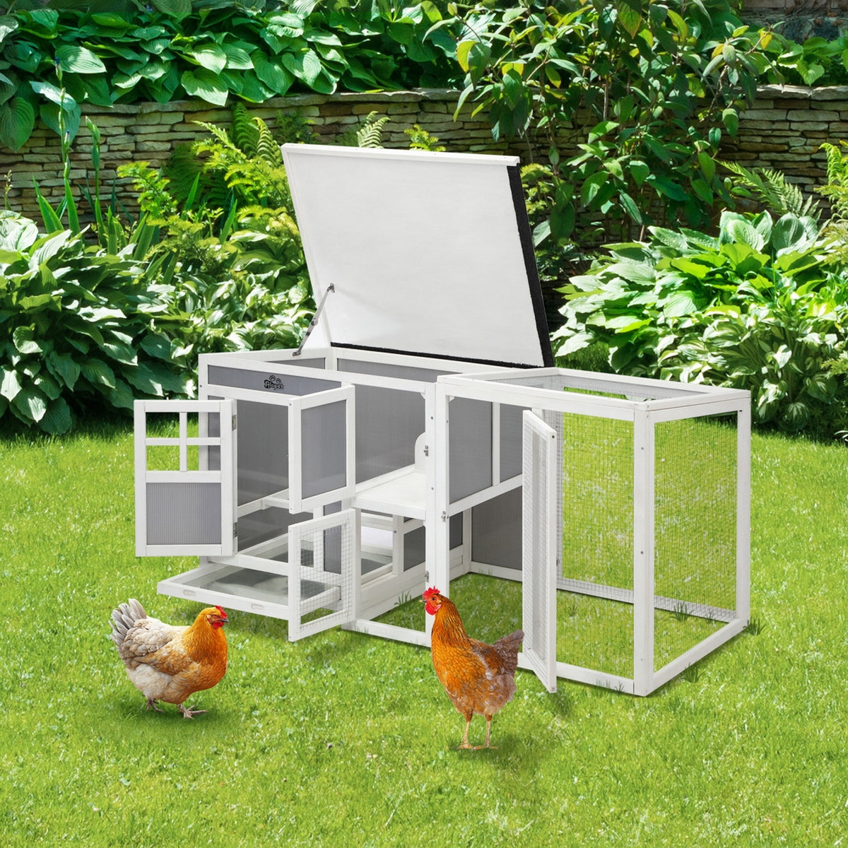 Alopet Chicken Coop Pet Hutch Wooden House Large Cage Run Double Hatch