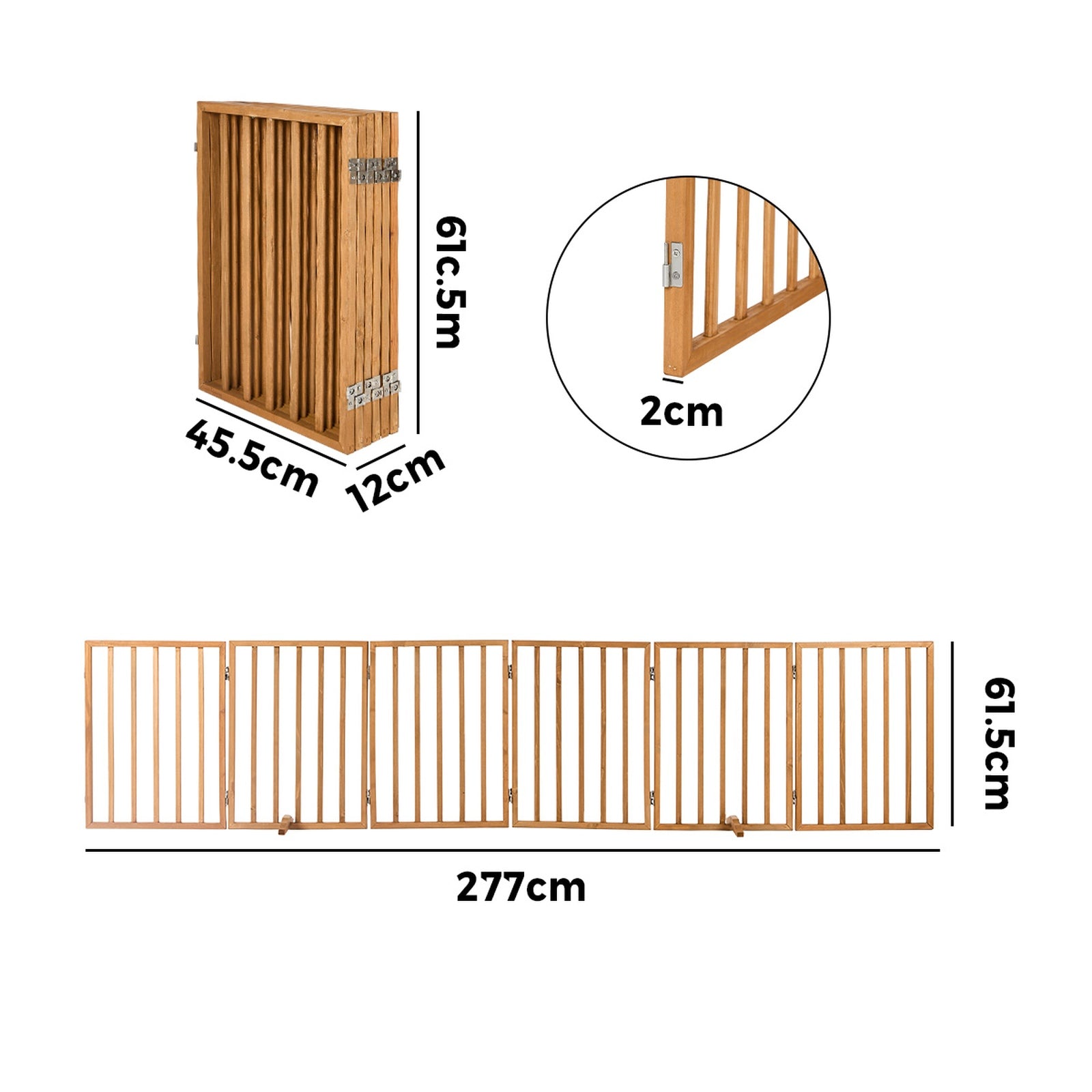 Alopet Wooden Pet Gate Dog Fence Playpen Safety Stair Barrier 6 Panels Natural - Sunyee