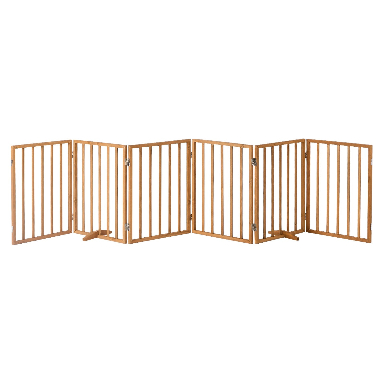 Alopet Wooden Pet Gate Dog Fence Playpen Safety Stair Barrier 6 Panels Natural - Sunyee