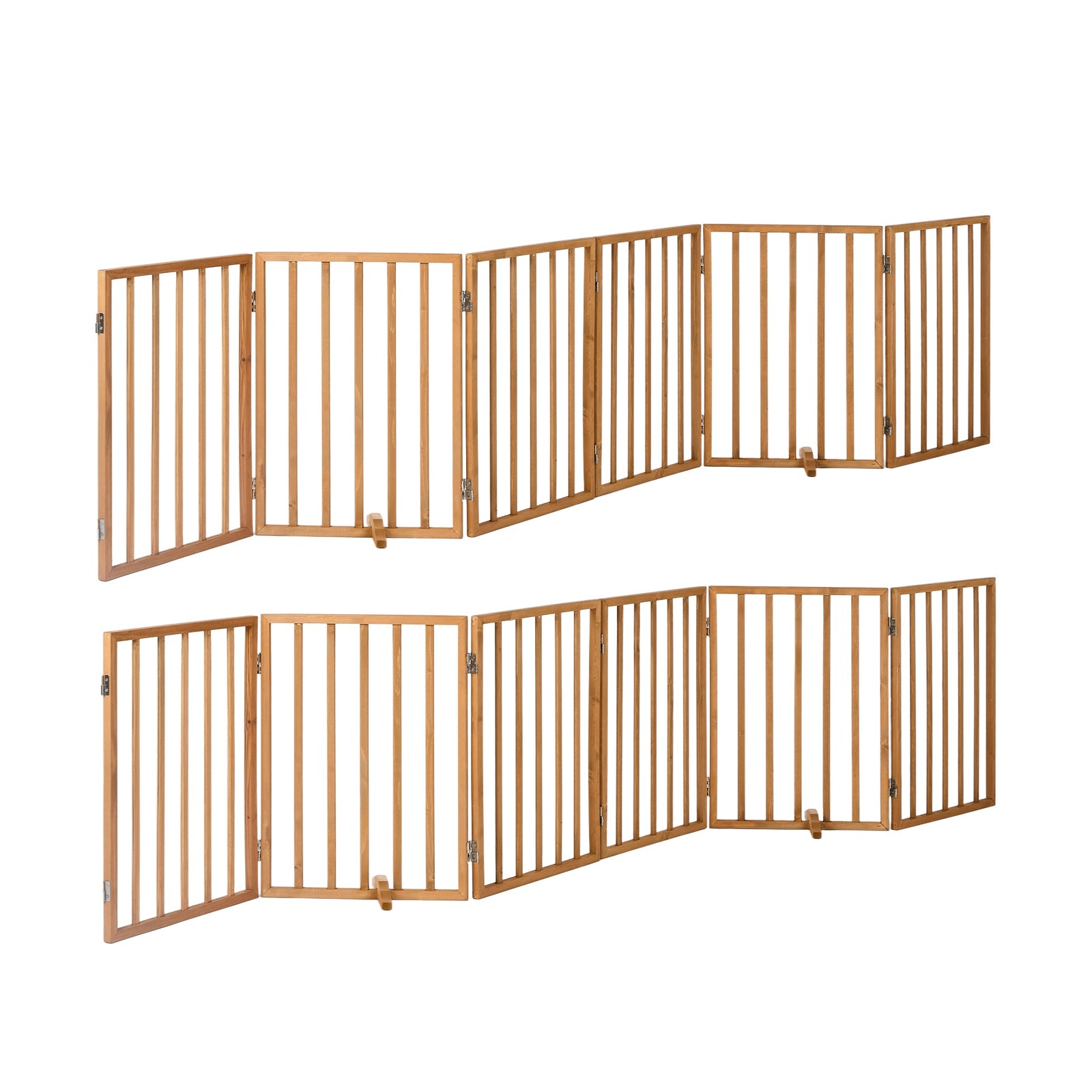 Alopet 2pc Wooden Pet Gate Dog Fence Playpen Stair Barrier 6 Panels Natural - Sunyee