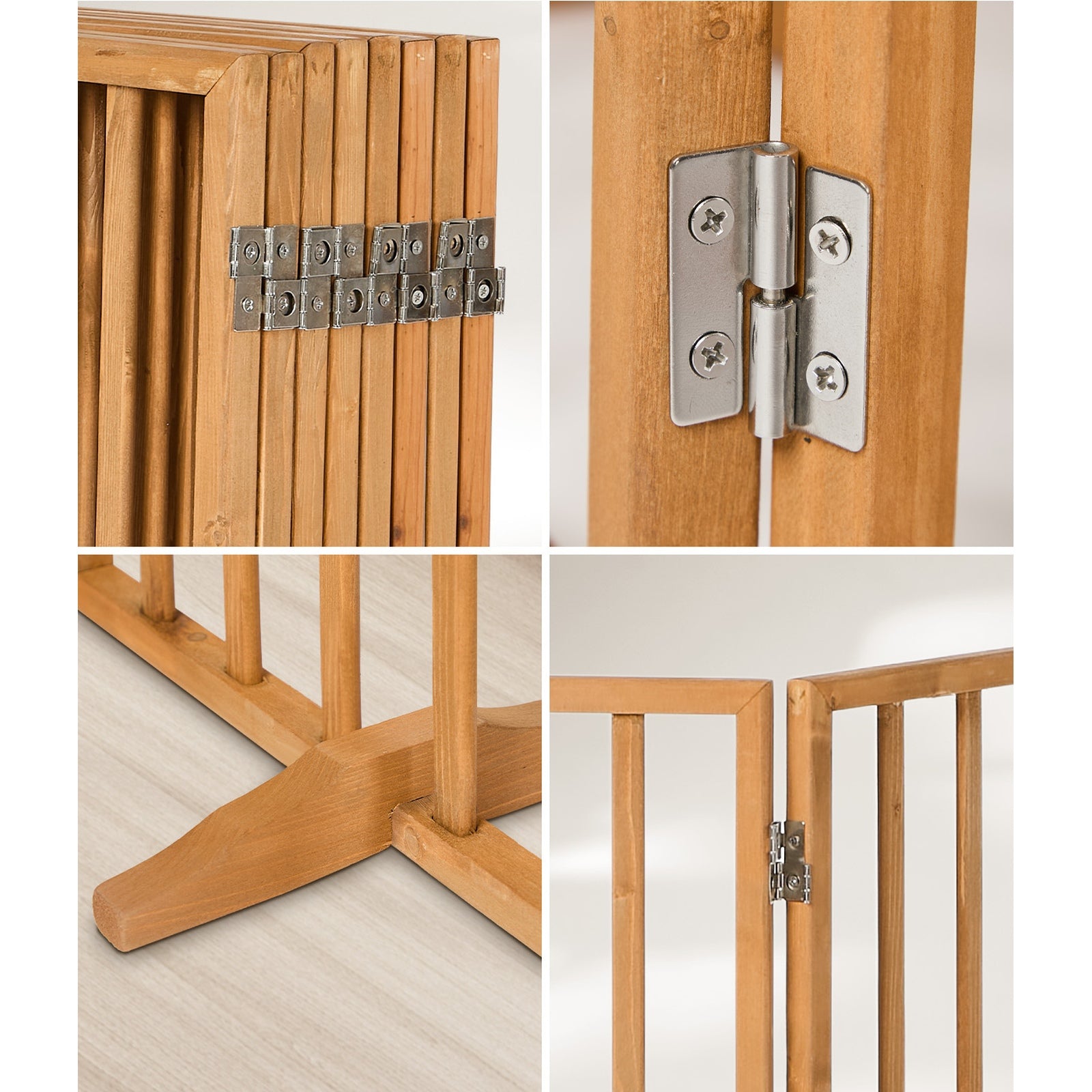 Alopet Wooden Pet Gate Dog Fence Playpen Safety Stair Barrier 8 Panels Natural - Sunyee