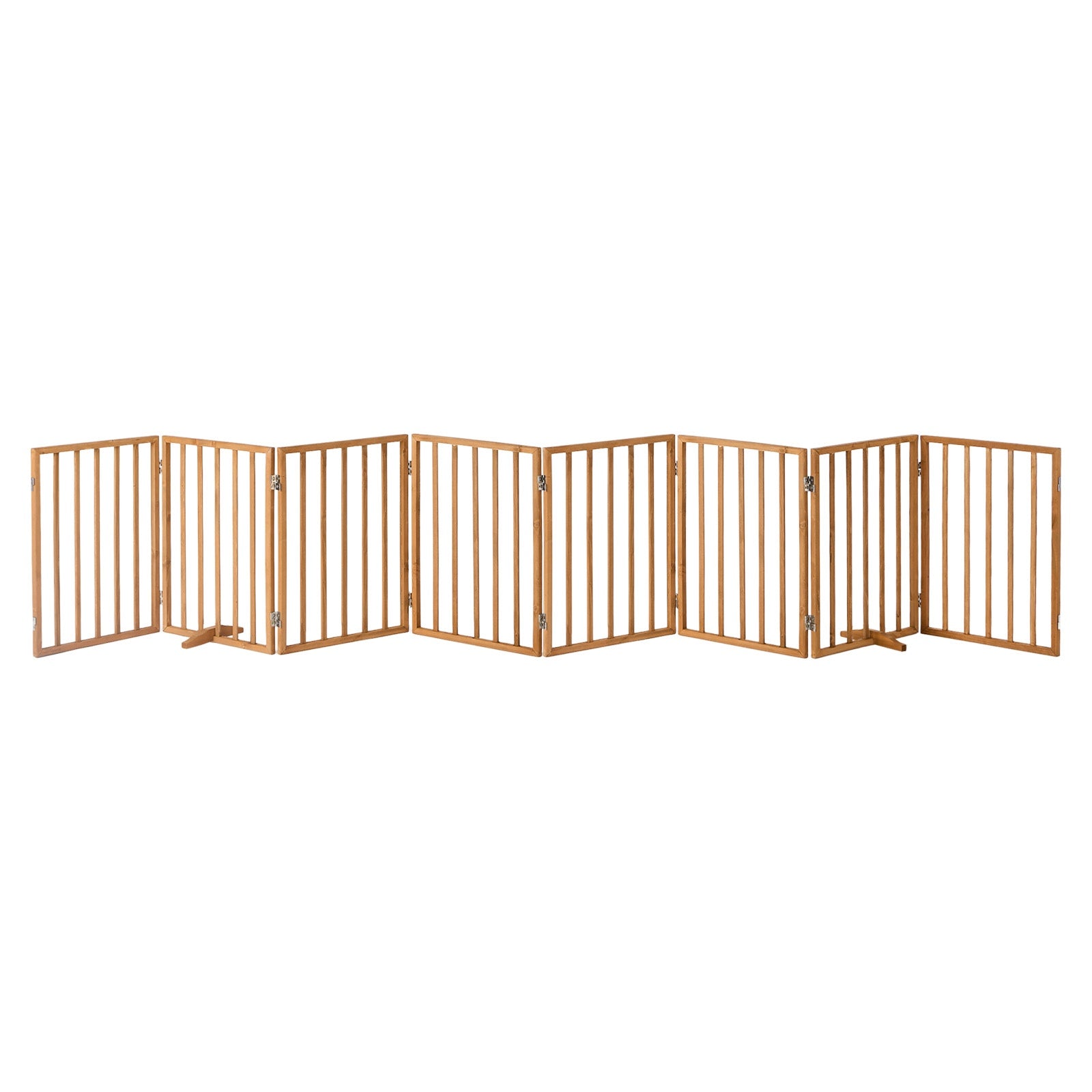 Alopet Wooden Pet Gate Dog Fence Playpen Safety Stair Barrier 8 Panels Natural - Sunyee