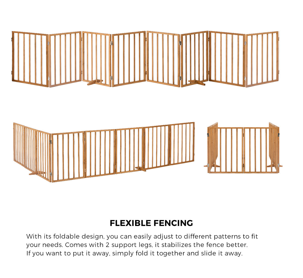 Alopet 2pc Wooden Pet Gate Dog Fence Playpen Stair Barrier 8 Panels Natural - Sunyee