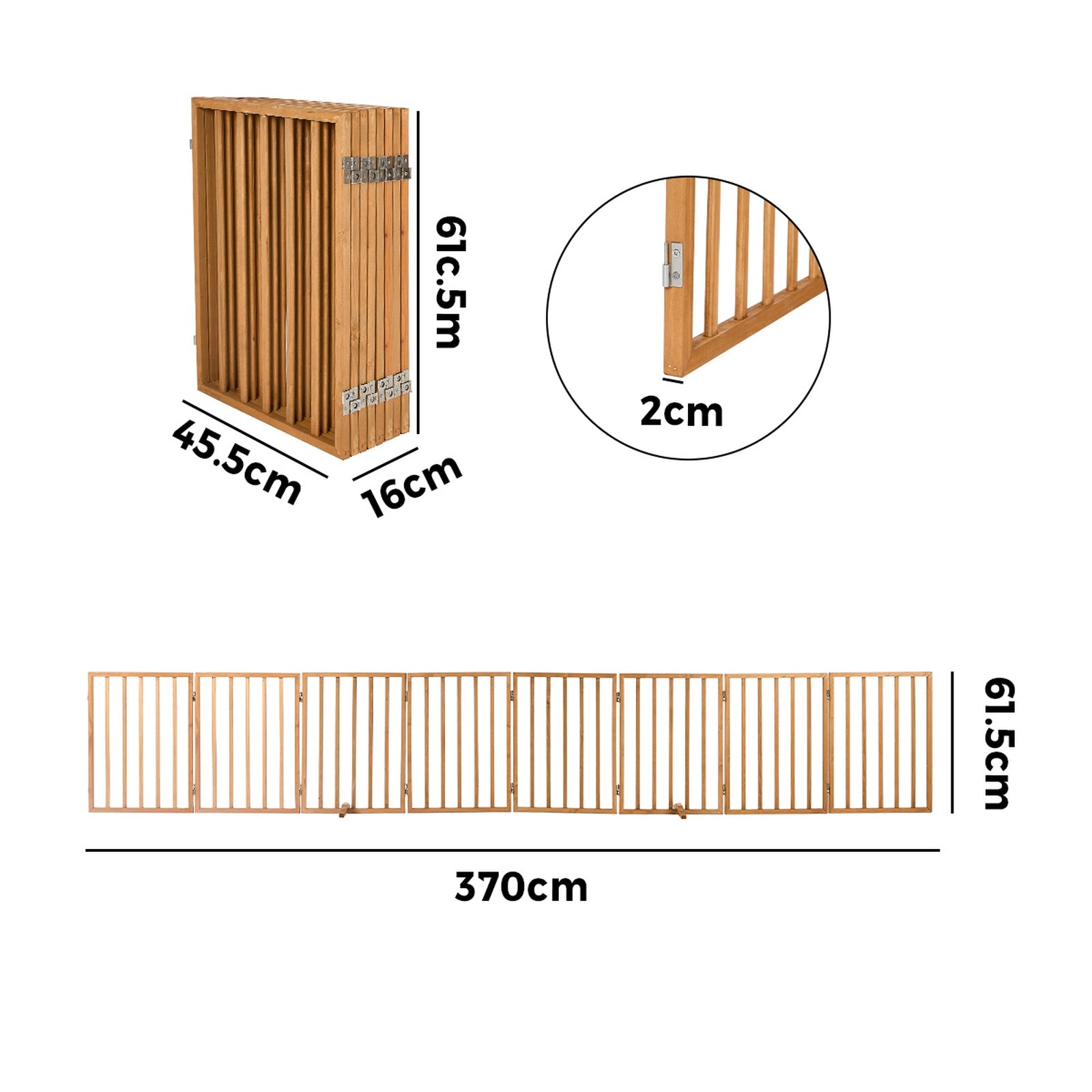 Alopet 2pc Wooden Pet Gate Dog Fence Playpen Stair Barrier 8 Panels Natural - Sunyee
