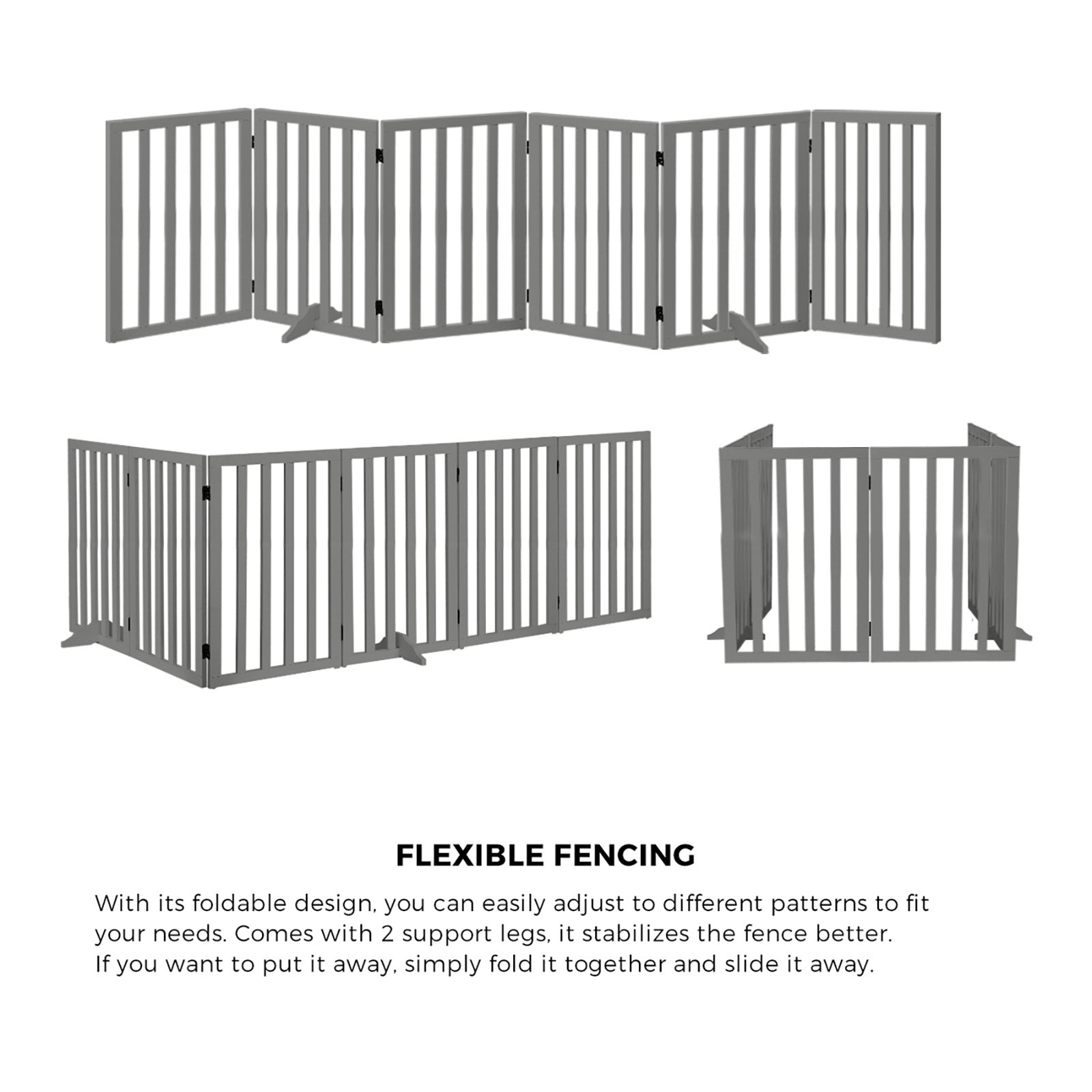 Alopet Wooden Pet Gate Dog Fence Grey Safety Stair Barrier Security Door 80cm - Sunyee