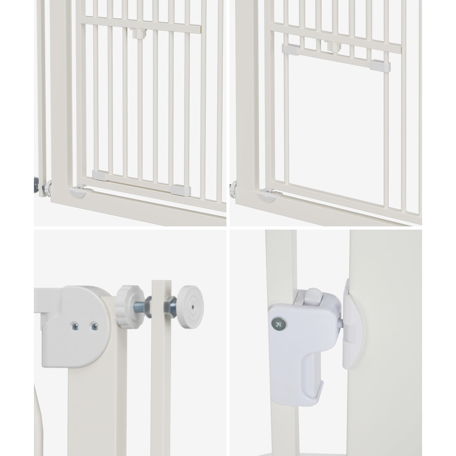 Alopet 143cm Retractable Safety Gate Pet Dog Cat with Walk Through Door White - Sunyee