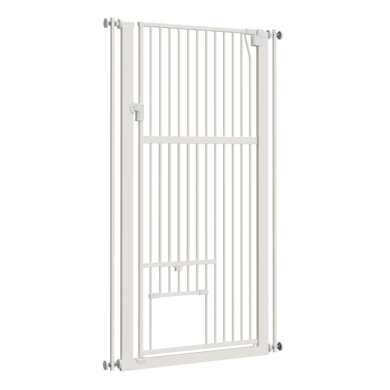 Alopet 143cm Retractable Safety Gate Pet Dog Cat with Walk Through Door White - Sunyee