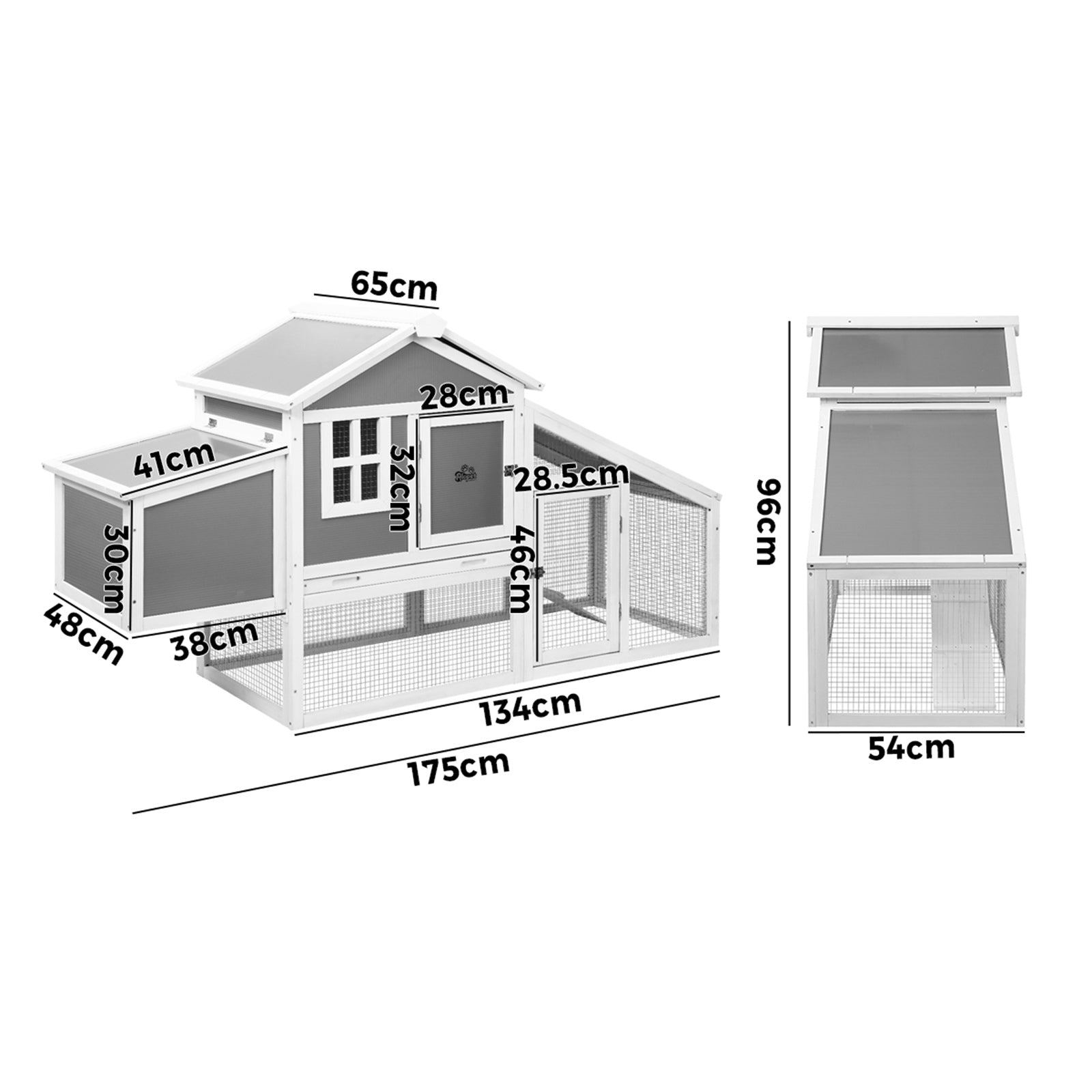 Alopet Chicken Coop Rabbit Hutch Large Wooden House Run Hatch Box Open Roof - Sunyee