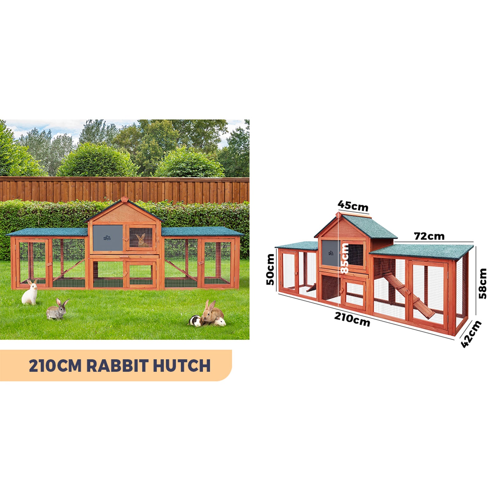 Alopet Rabbit Hutch Chicken Coop Large Hutches House Pet Run Cage Wooden Outdoor - Sunyee