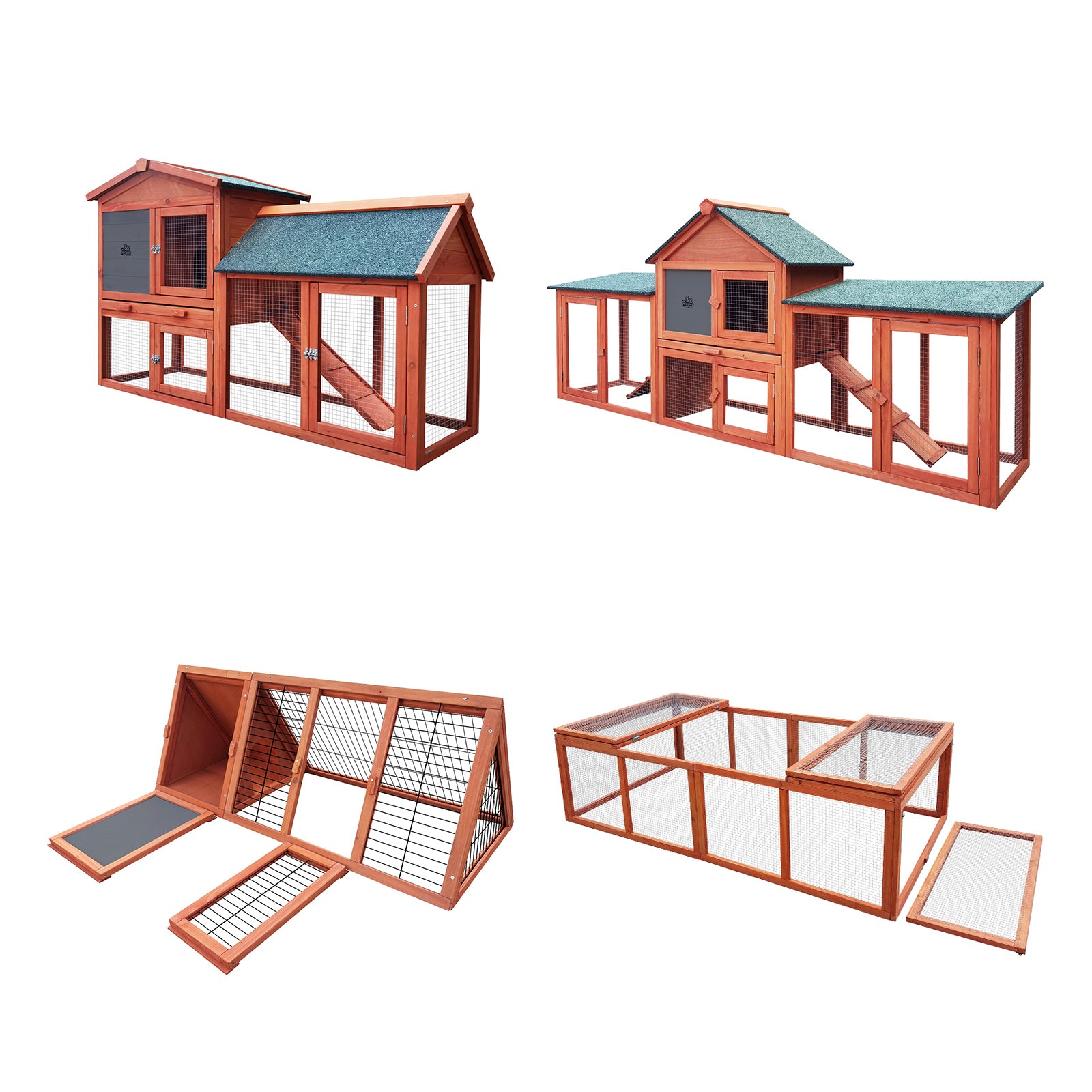 Alopet Rabbit Hutch Chicken Coop Large Hutches House Pet Run Cage Wooden Outdoor - Sunyee