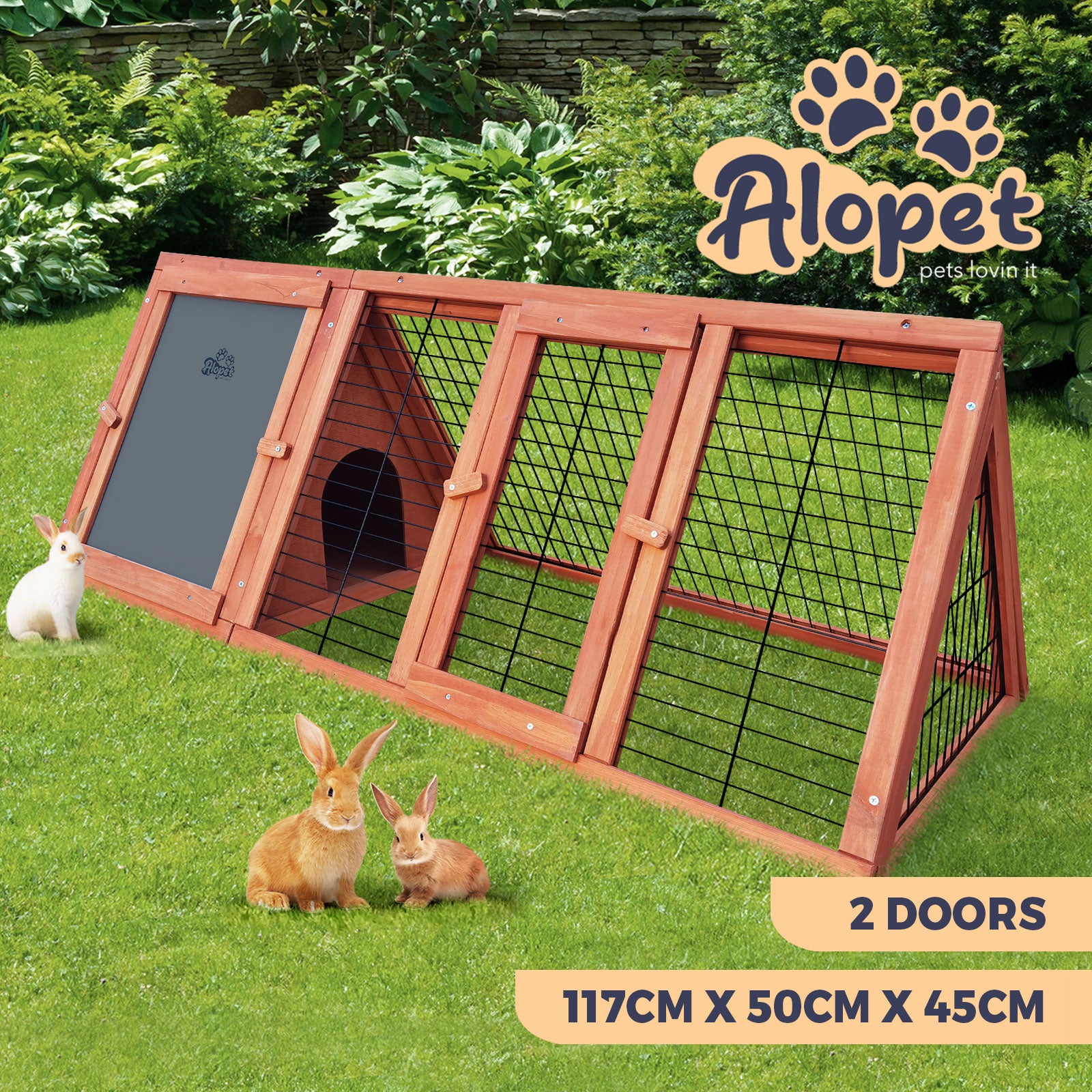 Alopet Rabbit Hutch Chicken Coop Large Hutches House Pet Run Cage Wooden Outdoor - Sunyee