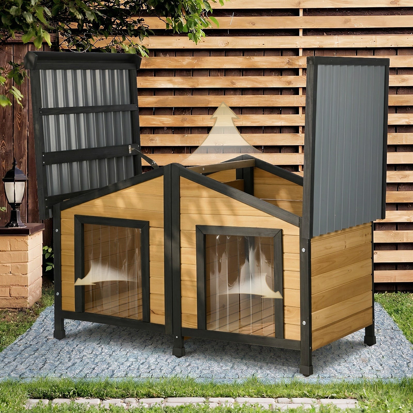 Alopet Dog Kennel Outdoor Indoor Pet House Wooden Cage Puppy Cabin Crate Kennels - Sunyee