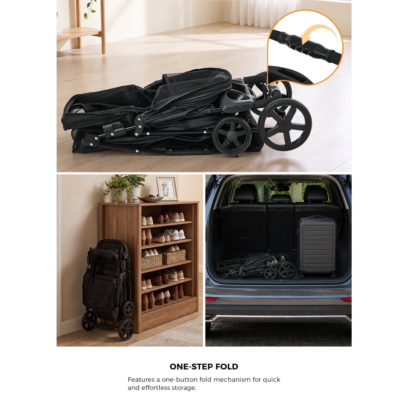 Alopet Pet Stroller Pram Dog Cat Carrier Cage Travel Pushchair Storage Foldable