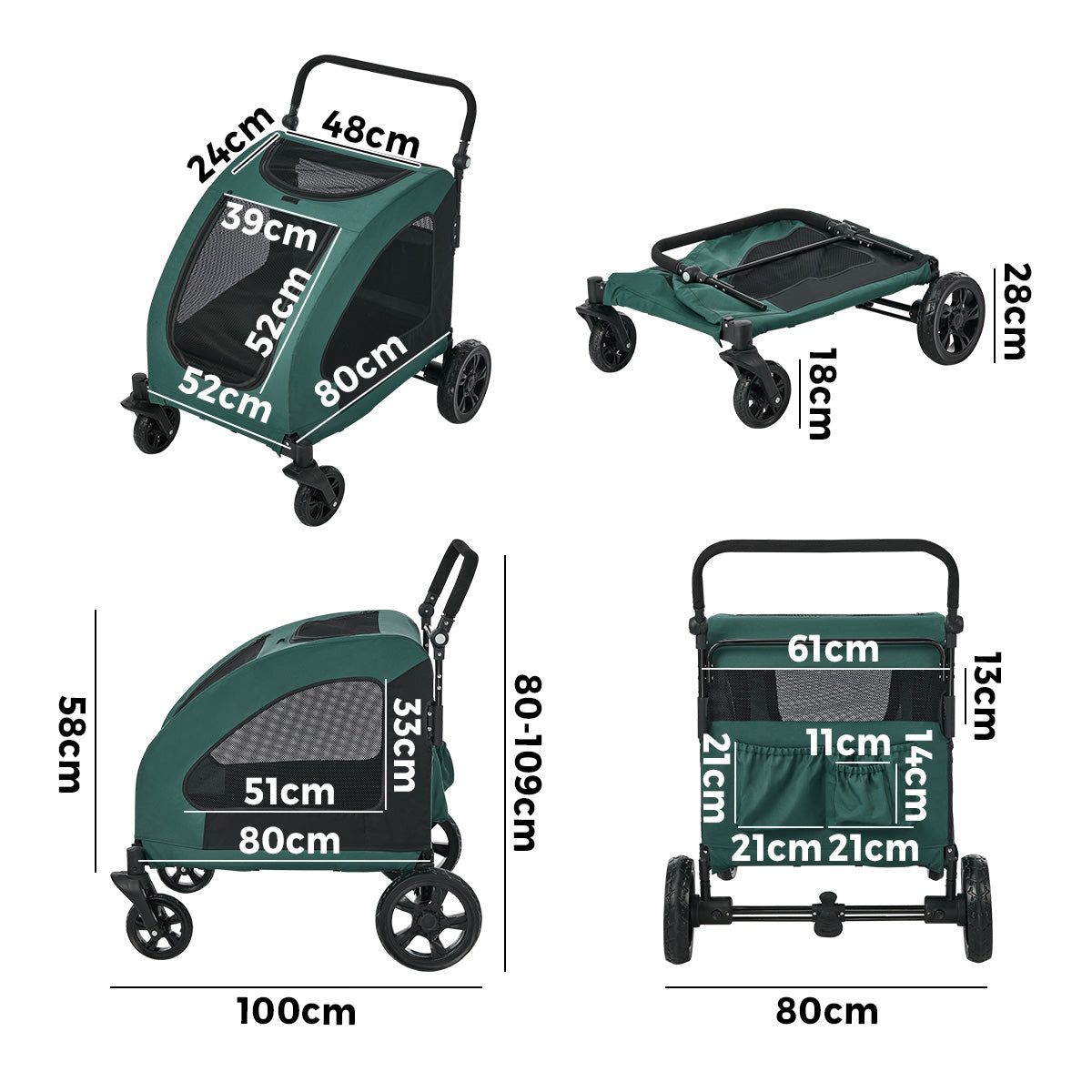 Alopet Pet Stroller Dog Cat Pram Large Carrier Cat Travel Foldable Strollers