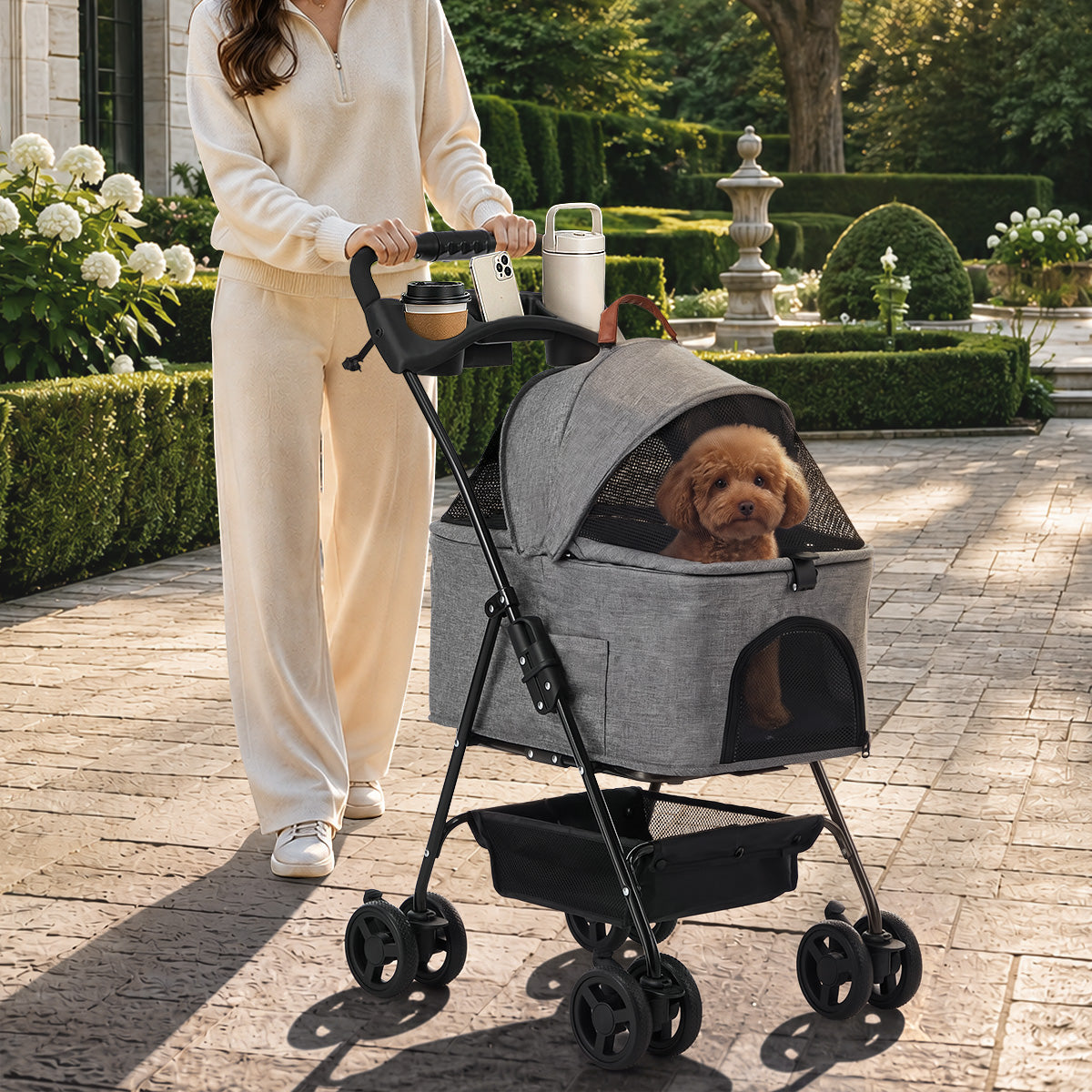 Alopet Pet Stroller Pram Dog Cat Removable Carrier Travel Pushchair Foldable