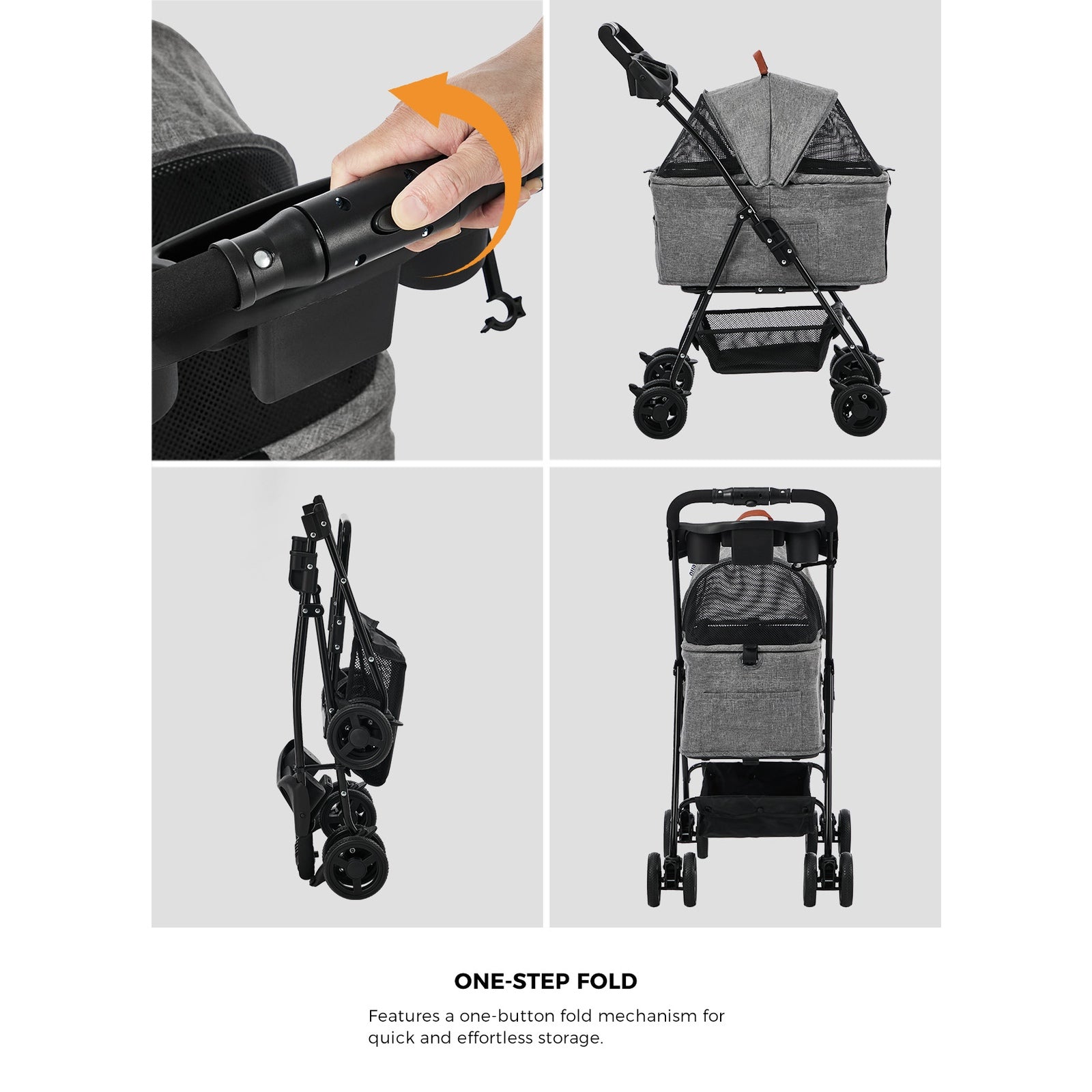 Alopet Pet Stroller Pram Dog Cat Removable Carrier Travel Pushchair Foldable