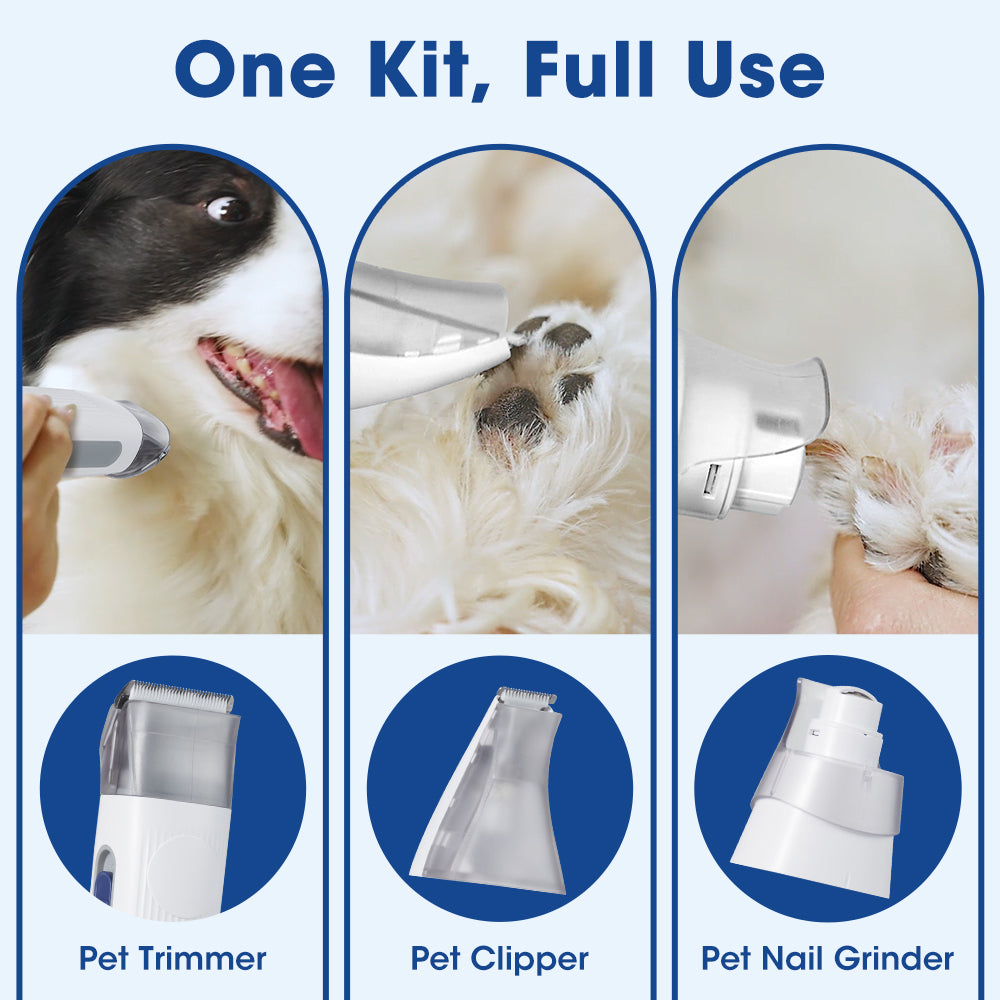 Petzly Pet Grooming Kit 7 in 1 Kit Cat Dog Pet Hair Vacuum Blue - Sunyee