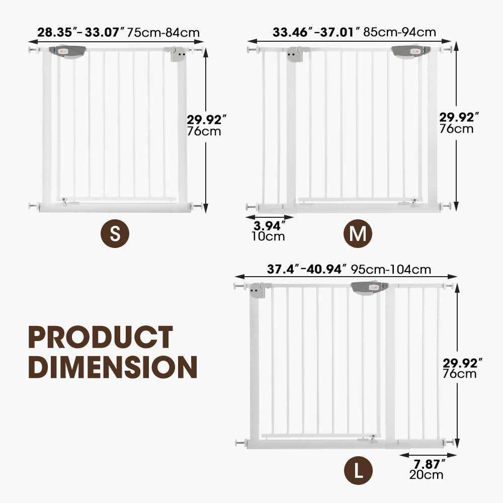 Playpals Adjustable Metal Baby Gate with Pressure Mount Fastening S/M/L - Sunyee