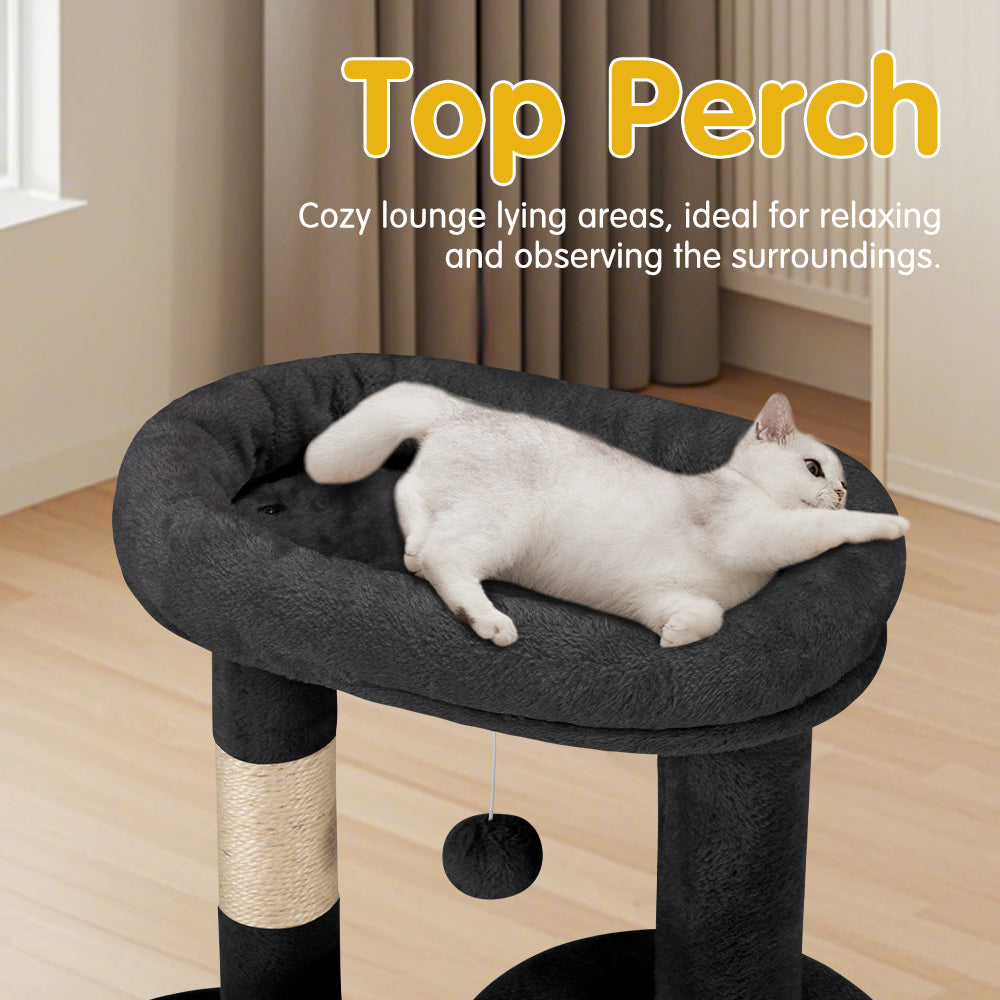 Petzly Cat Tree Tower Scratching Post Scratcher Condo 85cm Beige/Dark Grey/Grey - Sunyee