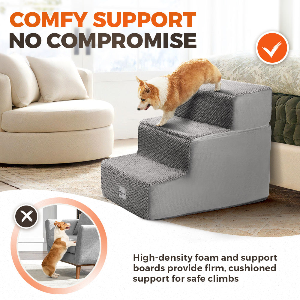 Petzly Dog Ramp Steps Pet Stairs Portable Indoor for Bed Sofa Couch - Sunyee