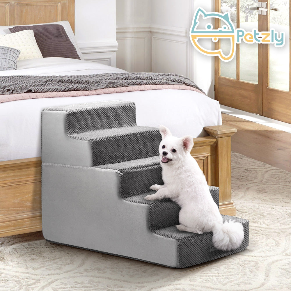Petzly Dog Ramp Steps Pet Stairs Portable Indoor for Bed Sofa Couch - Sunyee
