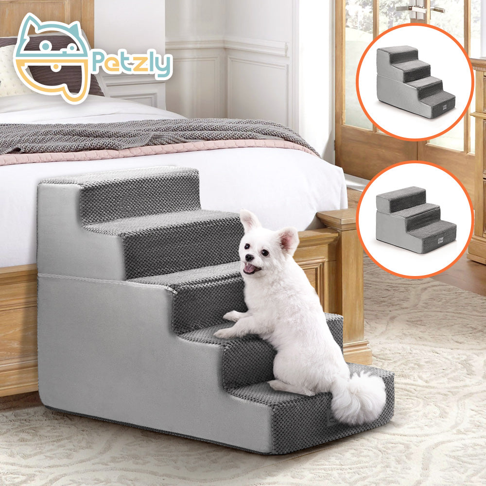 Petzly Dog Ramp Steps Pet Stairs Portable Indoor for Bed Sofa Couch - Sunyee
