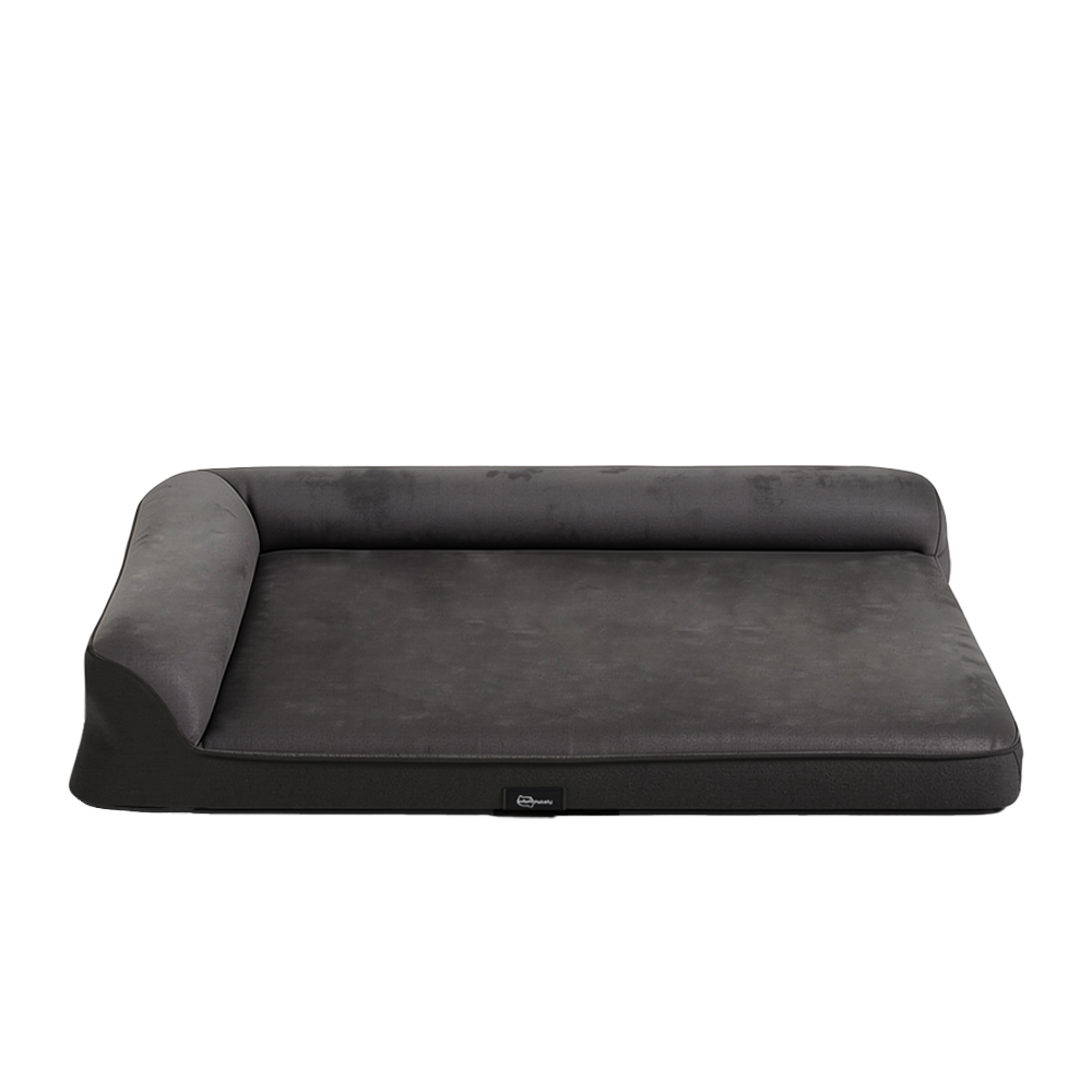 Petzly Dog Bed with L-Shaped Bolsters Removable Washable Cover Memory Foam