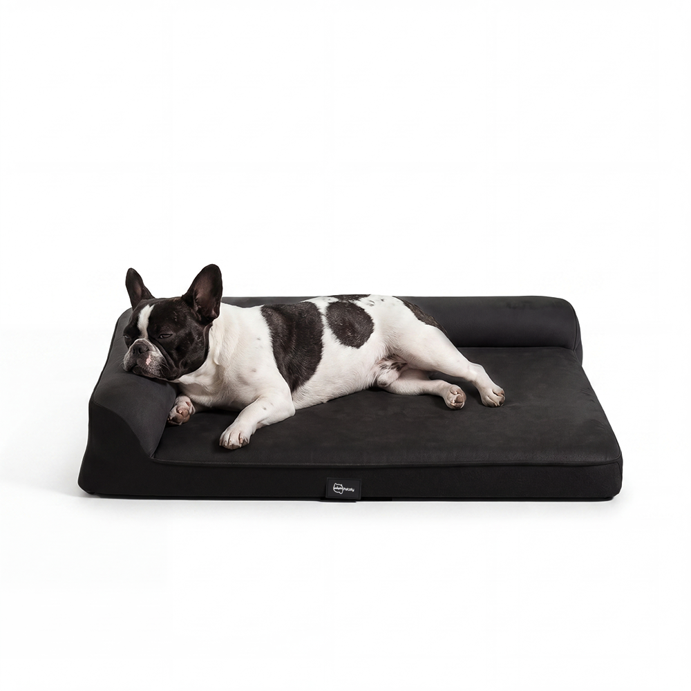 Petzly Dog Bed with L-Shaped Bolsters Removable Washable Cover Memory Foam