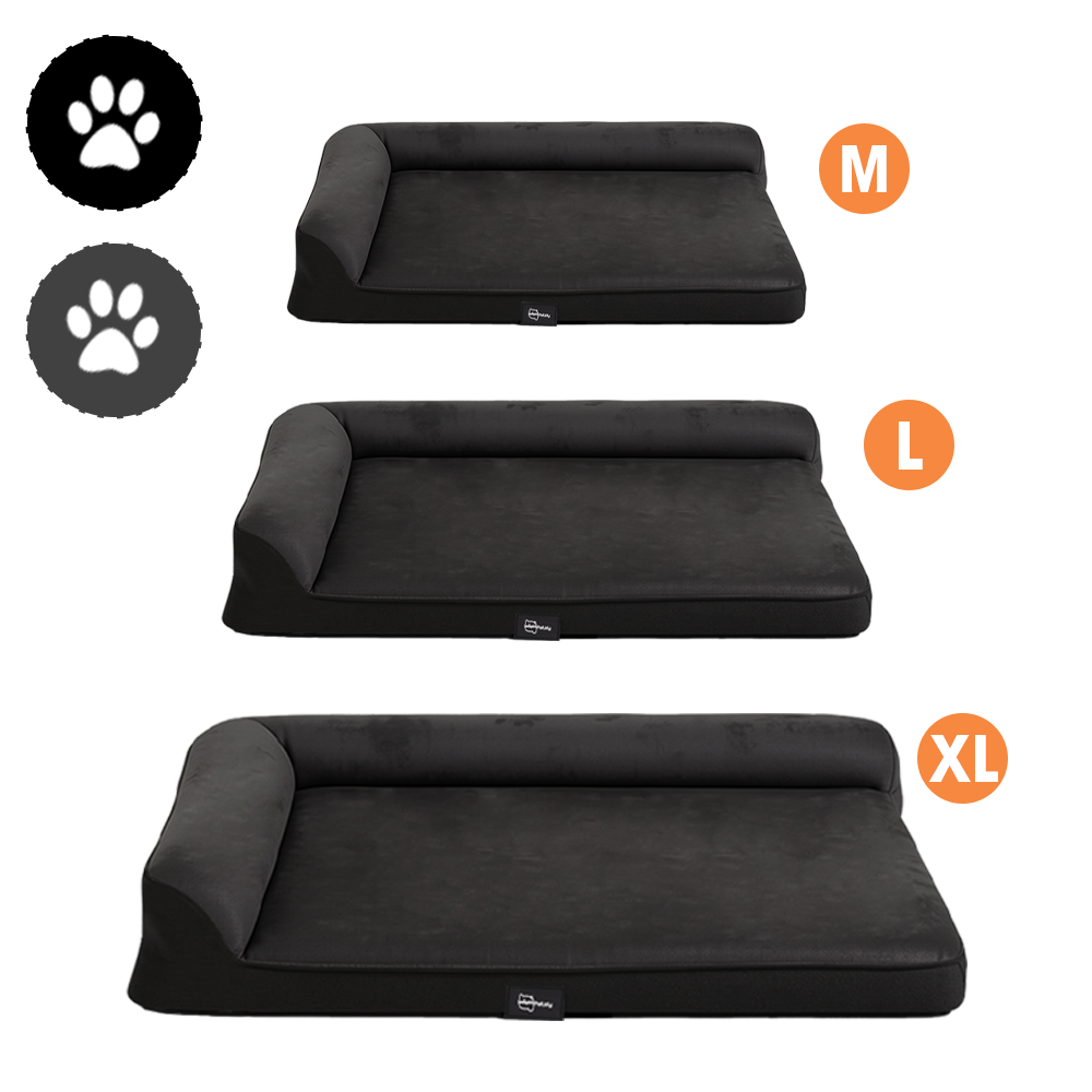 Petzly Dog Bed with L-Shaped Bolsters Removable Washable Cover Memory Foam