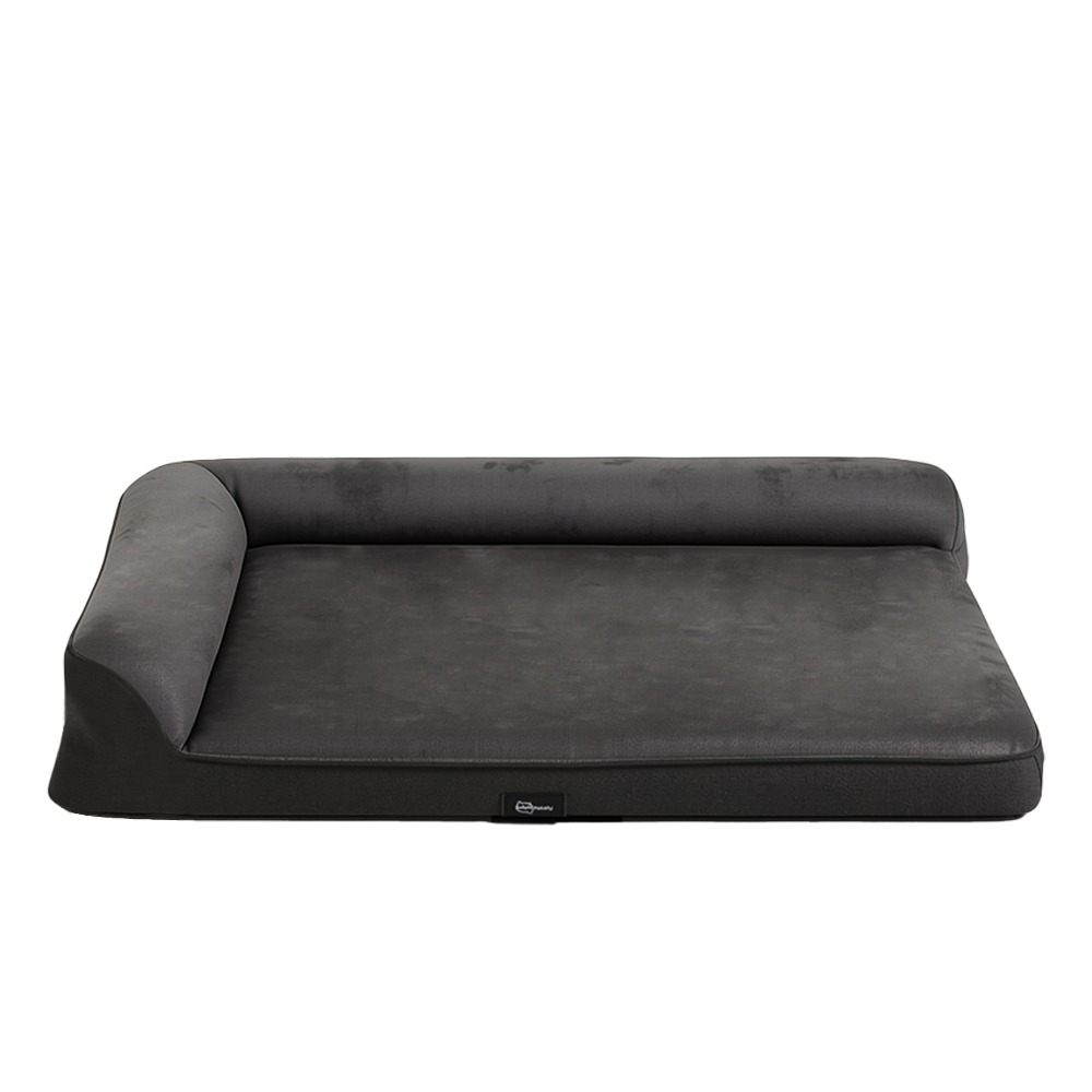 Petzly Dog Bed with L-Shaped Bolsters Removable Washable Cover Memory Foam