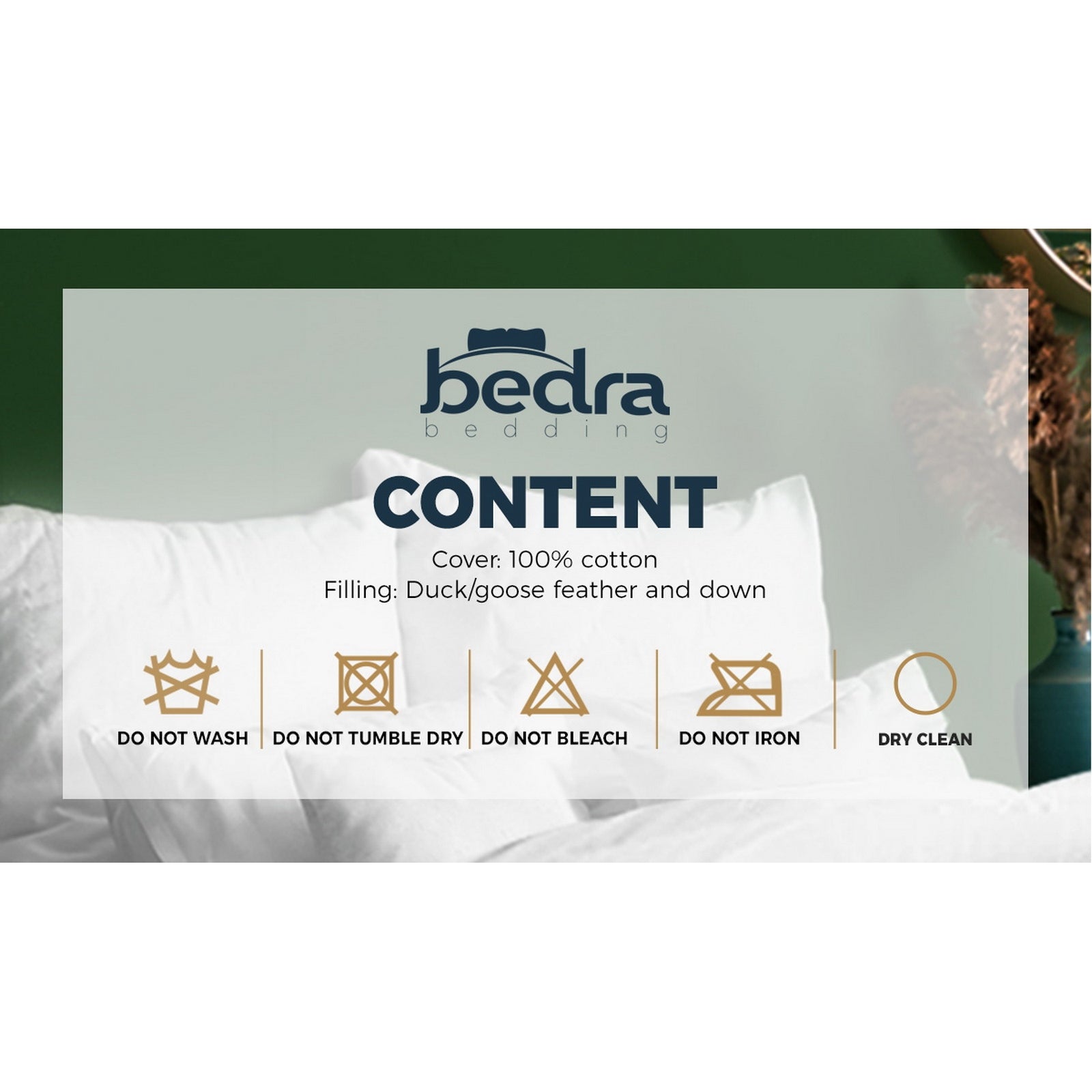 Bedra Pillow Duck Goose Feather Down Standard Pillows Cotton Cover - Twin Pack - Sunyee