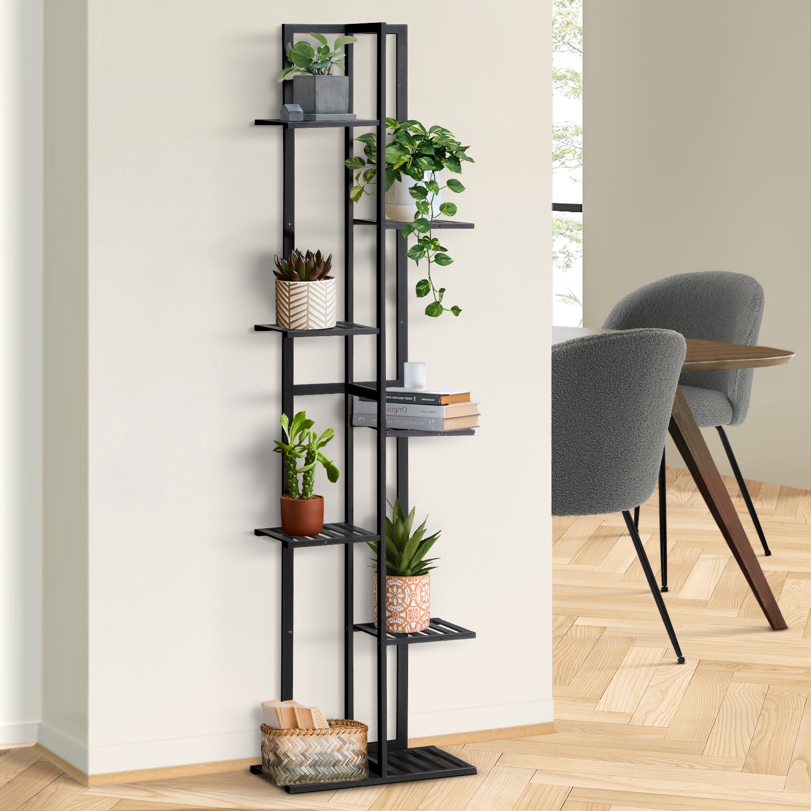 Livsip 7 Tiers Bamboo Plant Stand Staged Flower Shelf Rack Outdoor Garden - Sunyee