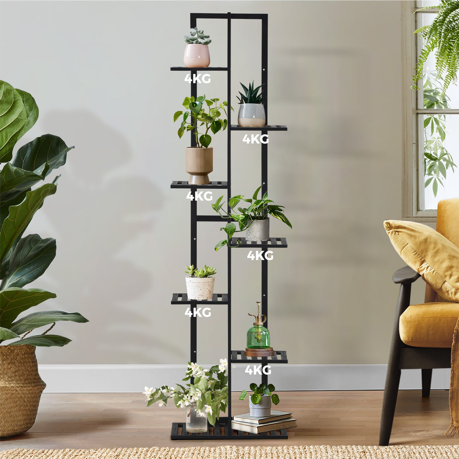 Livsip 7 Tiers Bamboo Plant Stand Staged Flower Shelf Rack Outdoor Garden - Sunyee
