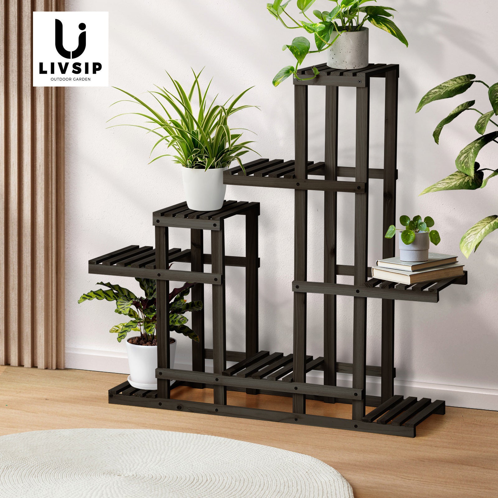 Livsip 6 Tiers Plant Stand Flower Pots Shelf Indoor Outdoor Garden Rack - Sunyee