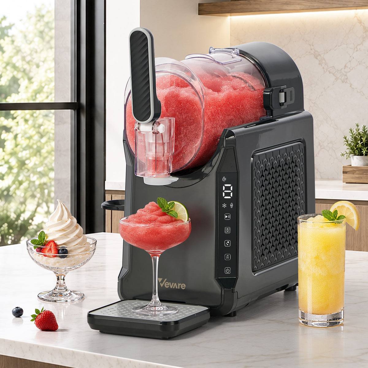 Vevare 3-in-1 Slushie Machine Chill Maker Ice Cream Slush Cold Drinks Home Black - Sunyee