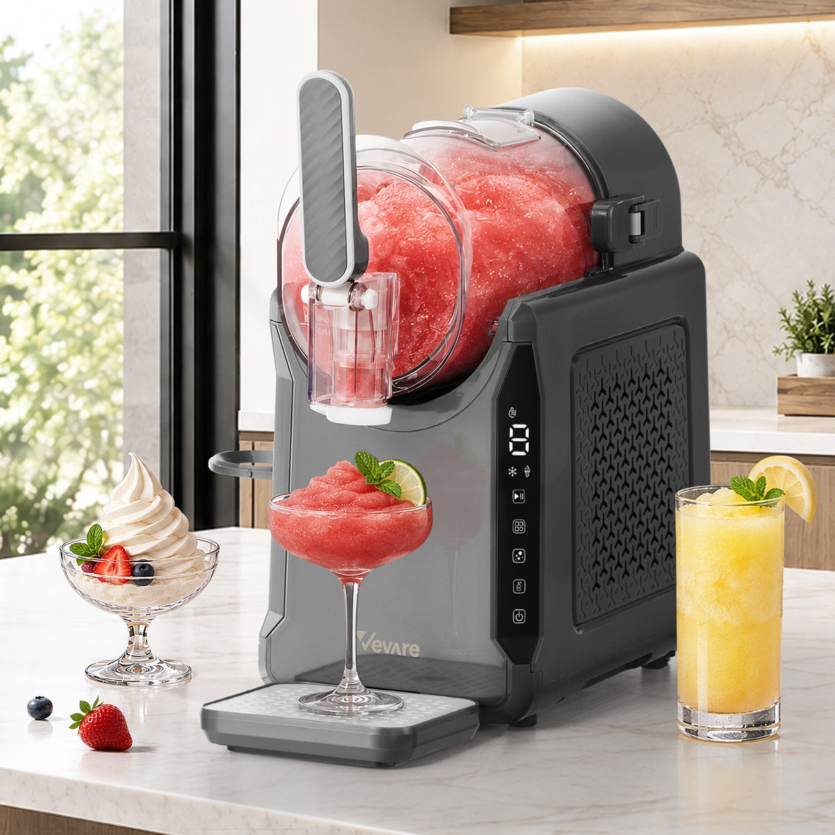 Vevare 3-in-1 Slushie Machine Chill Maker Ice Cream Slush Cold Drinks Home Grey