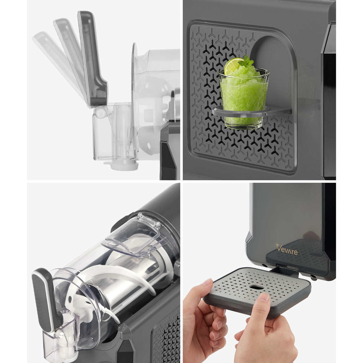 Vevare 3-in-1 Slushie Machine Chill Maker Ice Cream Slush Cold Drinks Home Grey