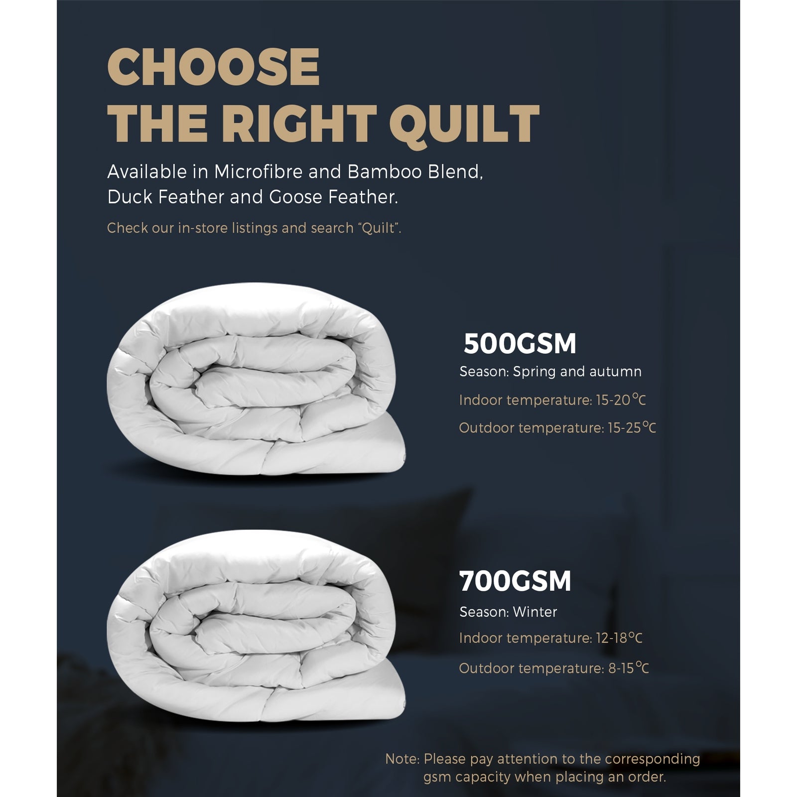 Bedra Duck Down Feather Quilt 500/700GSM Winter Duvet Doona All Season Sizes - Sunyee