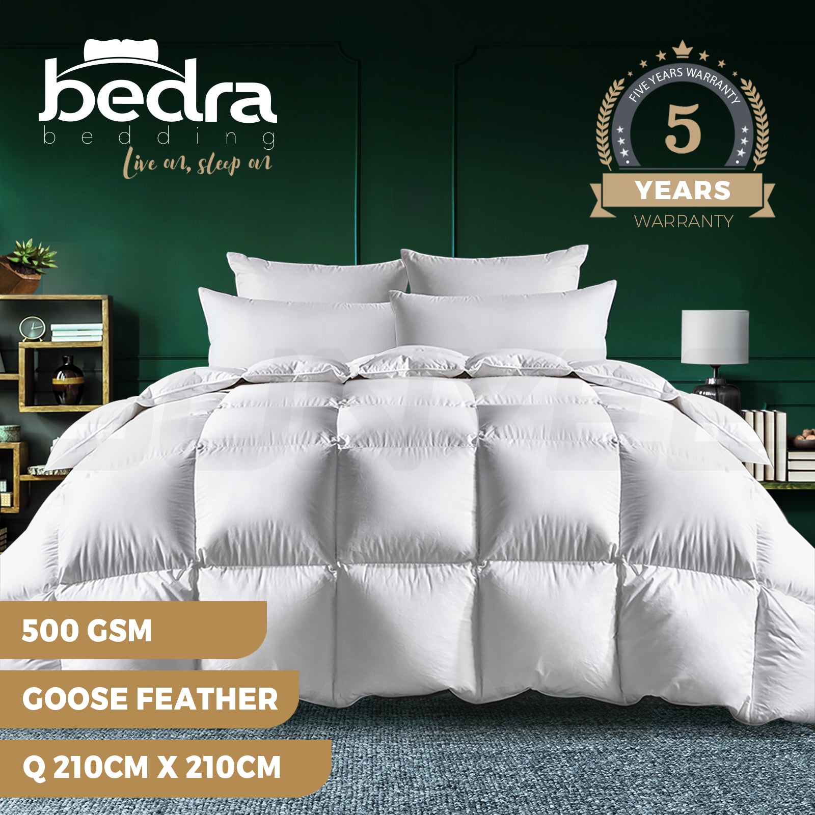 Bedra Goose Down Feather Quilt 500/800GSM Winter Summer Duvet Doona Quilts - Sunyee