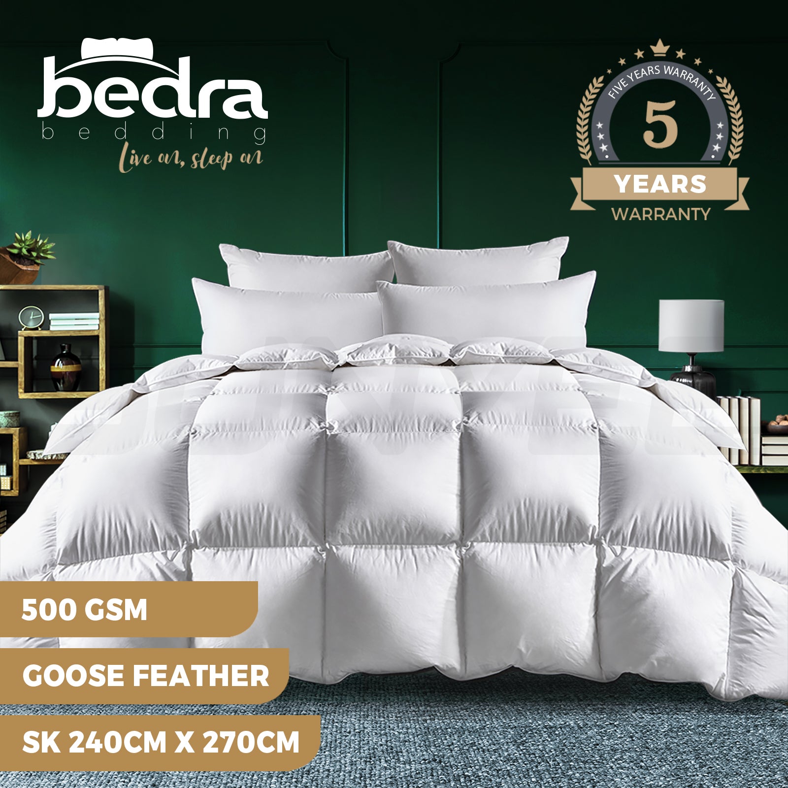 Bedra Goose Down Feather Quilt 500/800GSM Winter Summer Duvet Doona Quilts - Sunyee