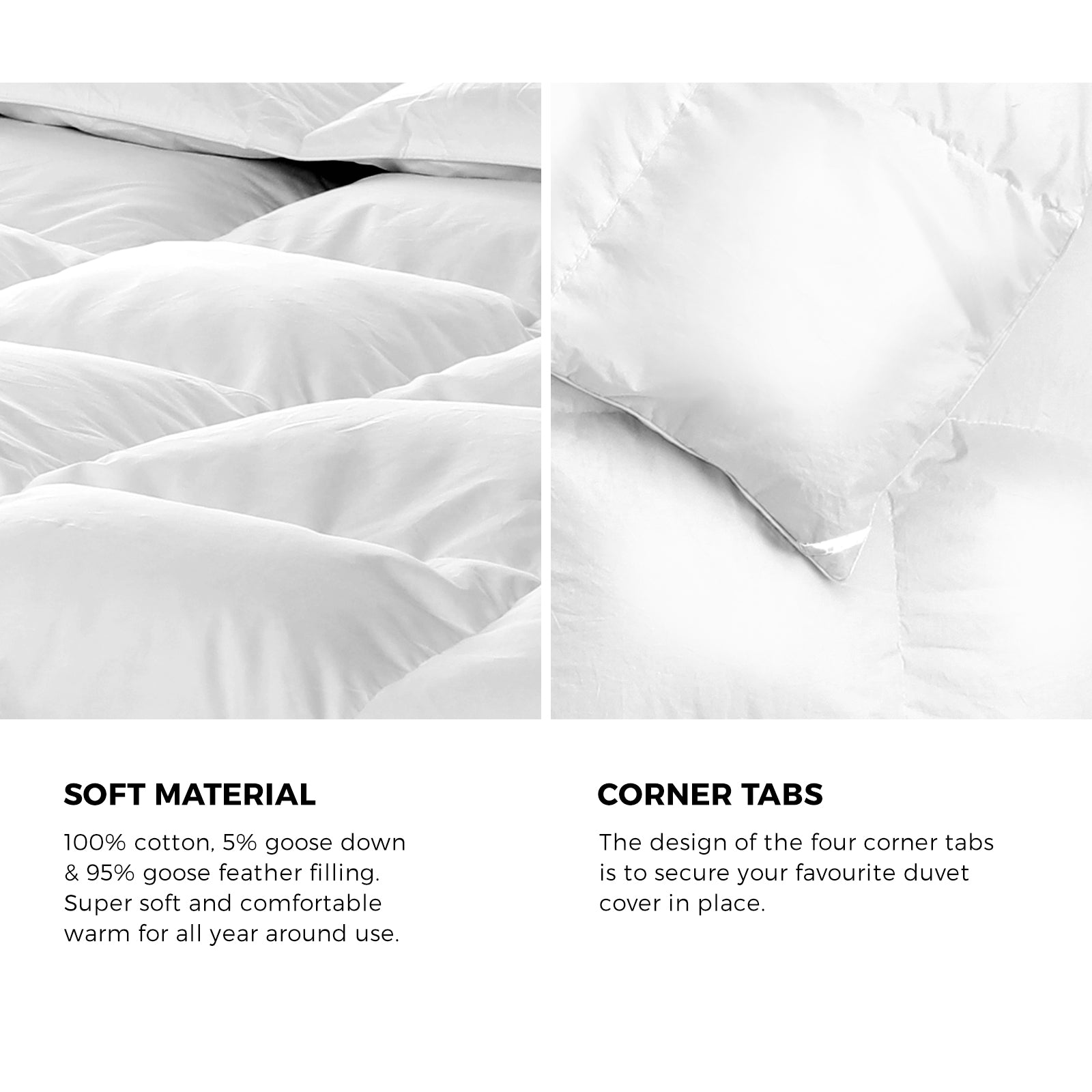Bedra Goose Down Quilt 500GSM All Season Duvet Doona Blanket Single - Sunyee