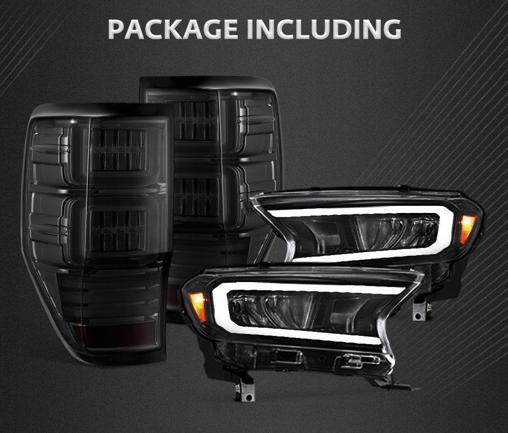 VLAND LED Headlights + LED Tail Lights for Ford Ranger 2015-2020 Wildtrak Raptor - Sunyee
