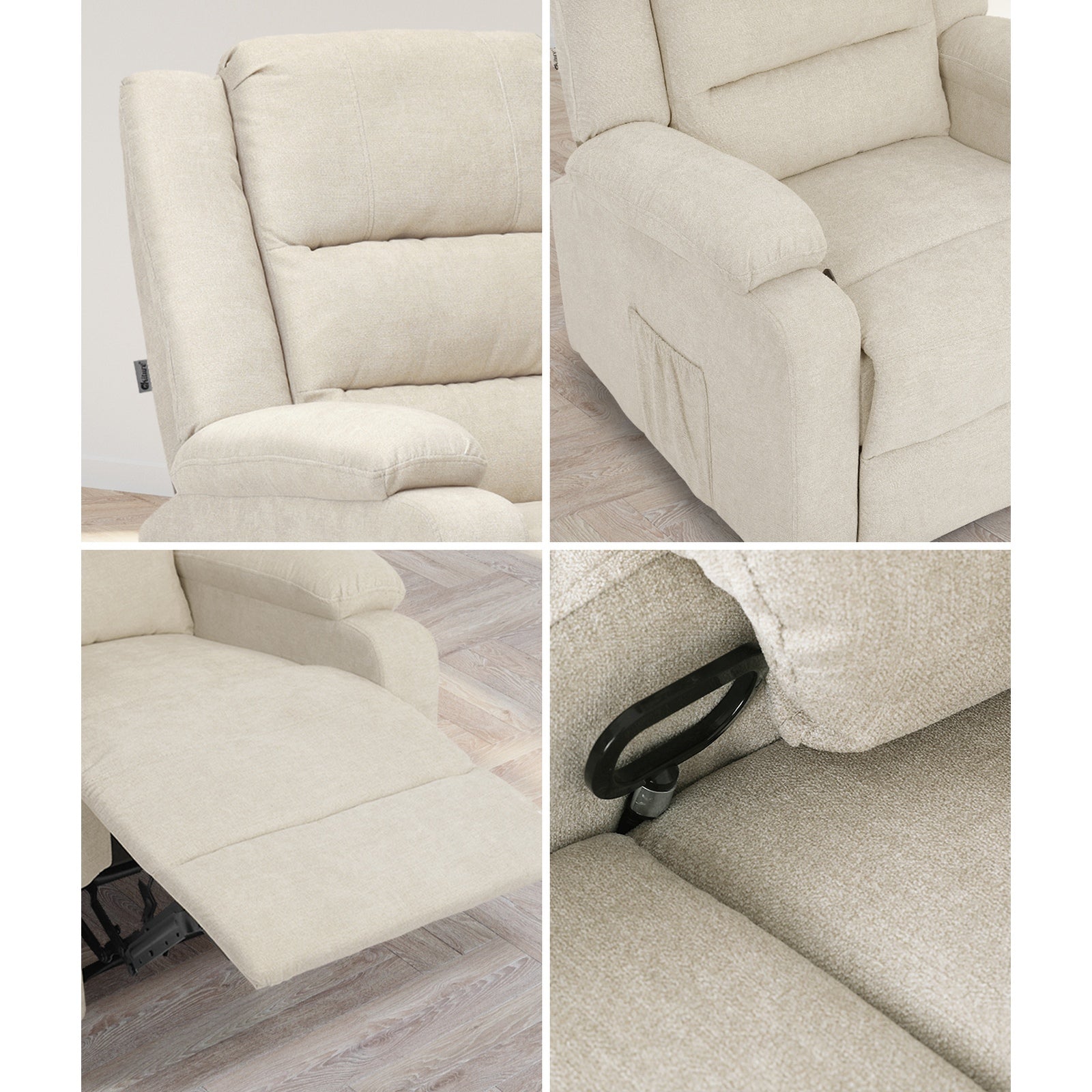 Oikiture Recliner Chair ArmChair Padded Lounge With Side Pocket Polyester/PU - Sunyee