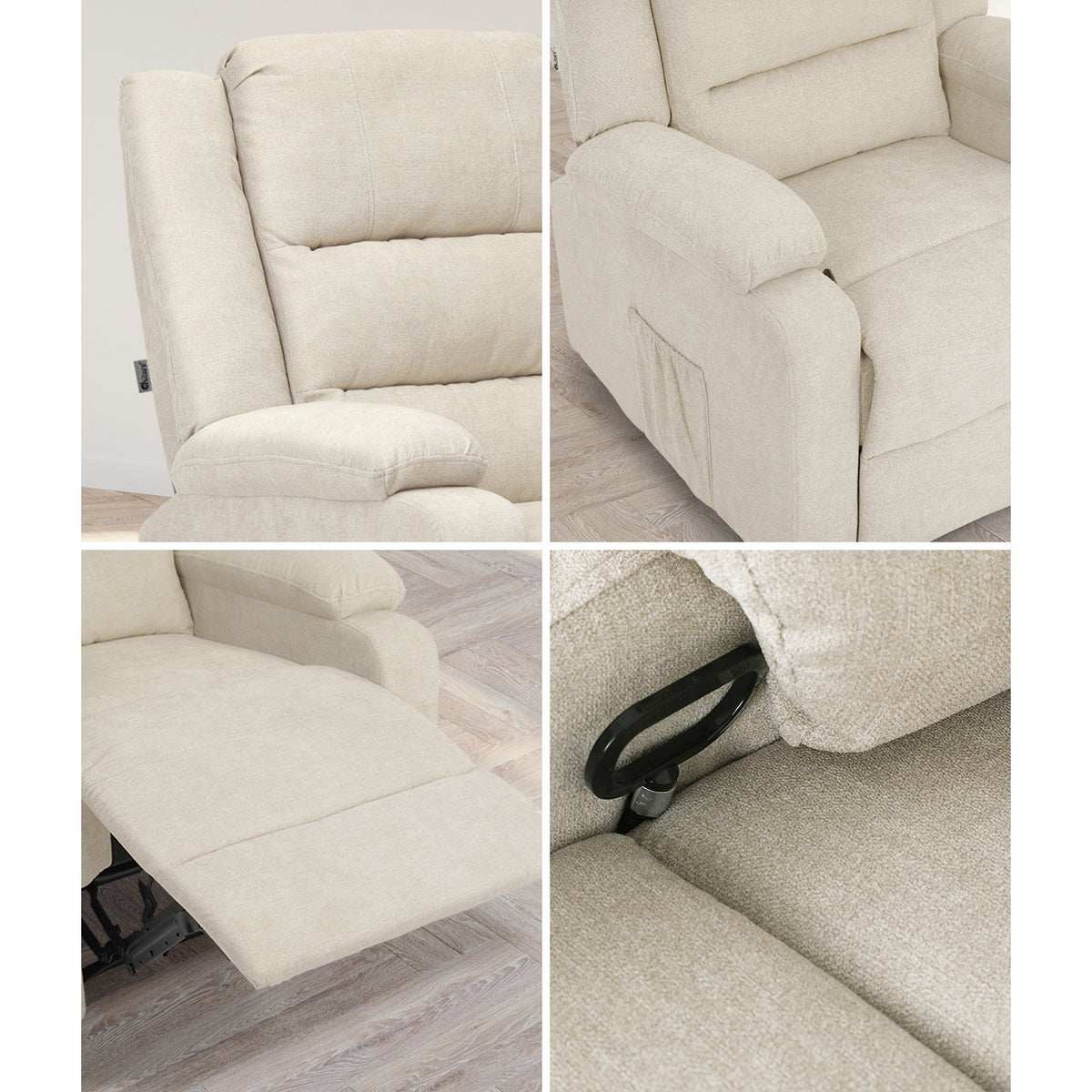 Oikiture Recliner Chair ArmChair Padded Lounge With Side Pocket Polyester/PU