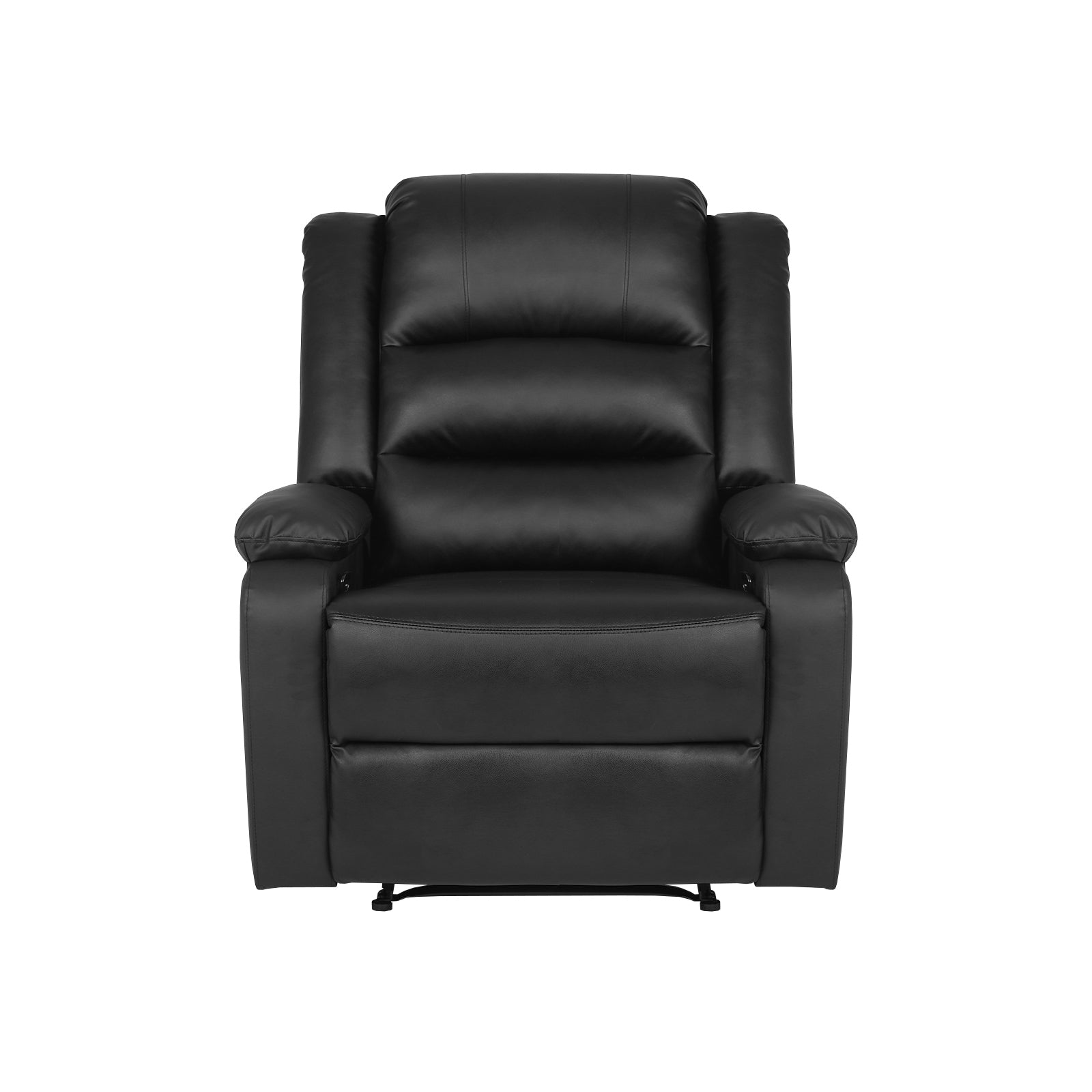 Oikiture Recliner Chair ArmChair Padded Lounge With Side Pocket Leather Black - Sunyee