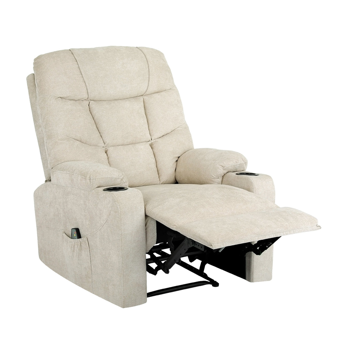 Oikiture Recliner Chair Electric Massage Chair Lounge Heated Polyester