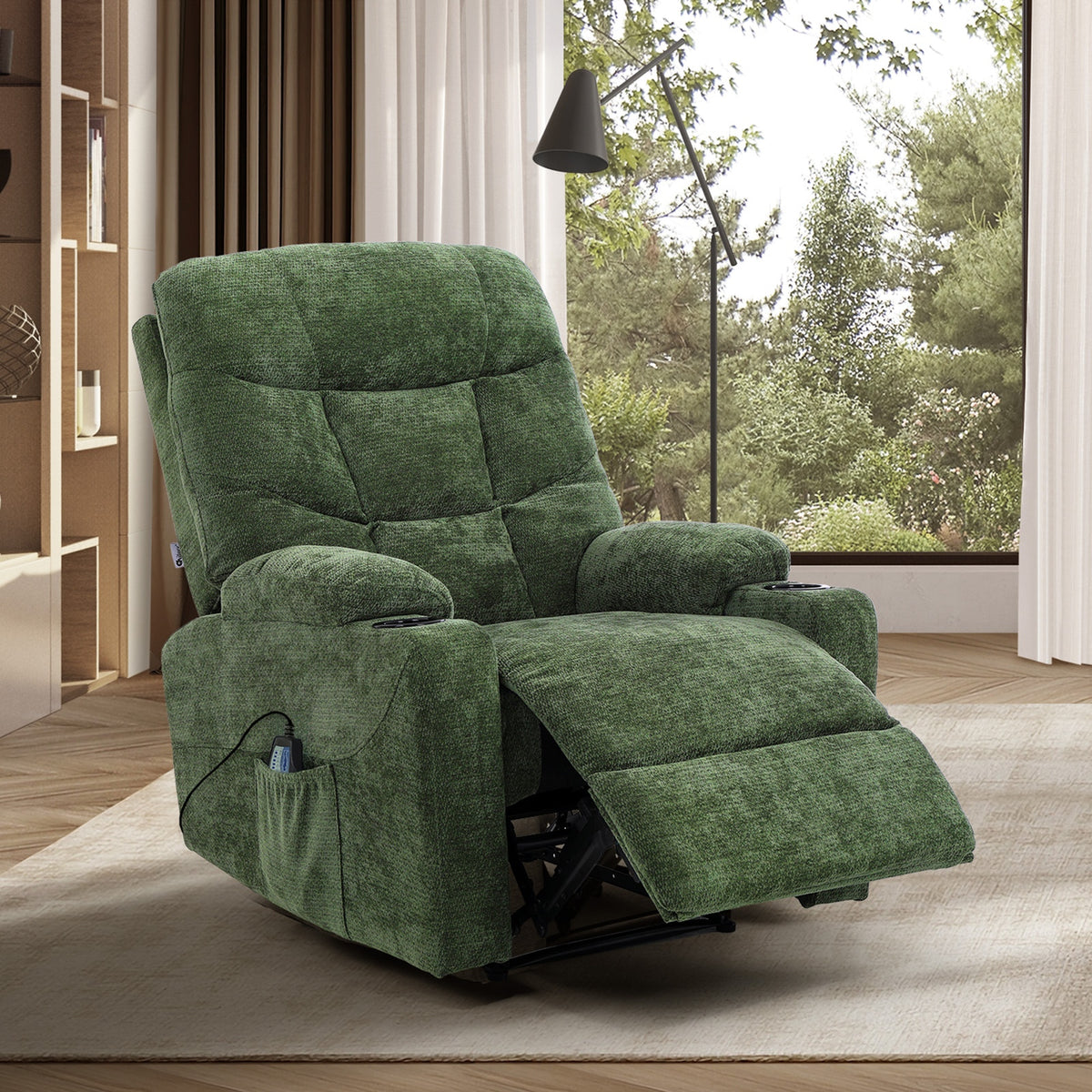 Oikiture Recliner Chair Electric Massage Chair Lounge Heated Polyester