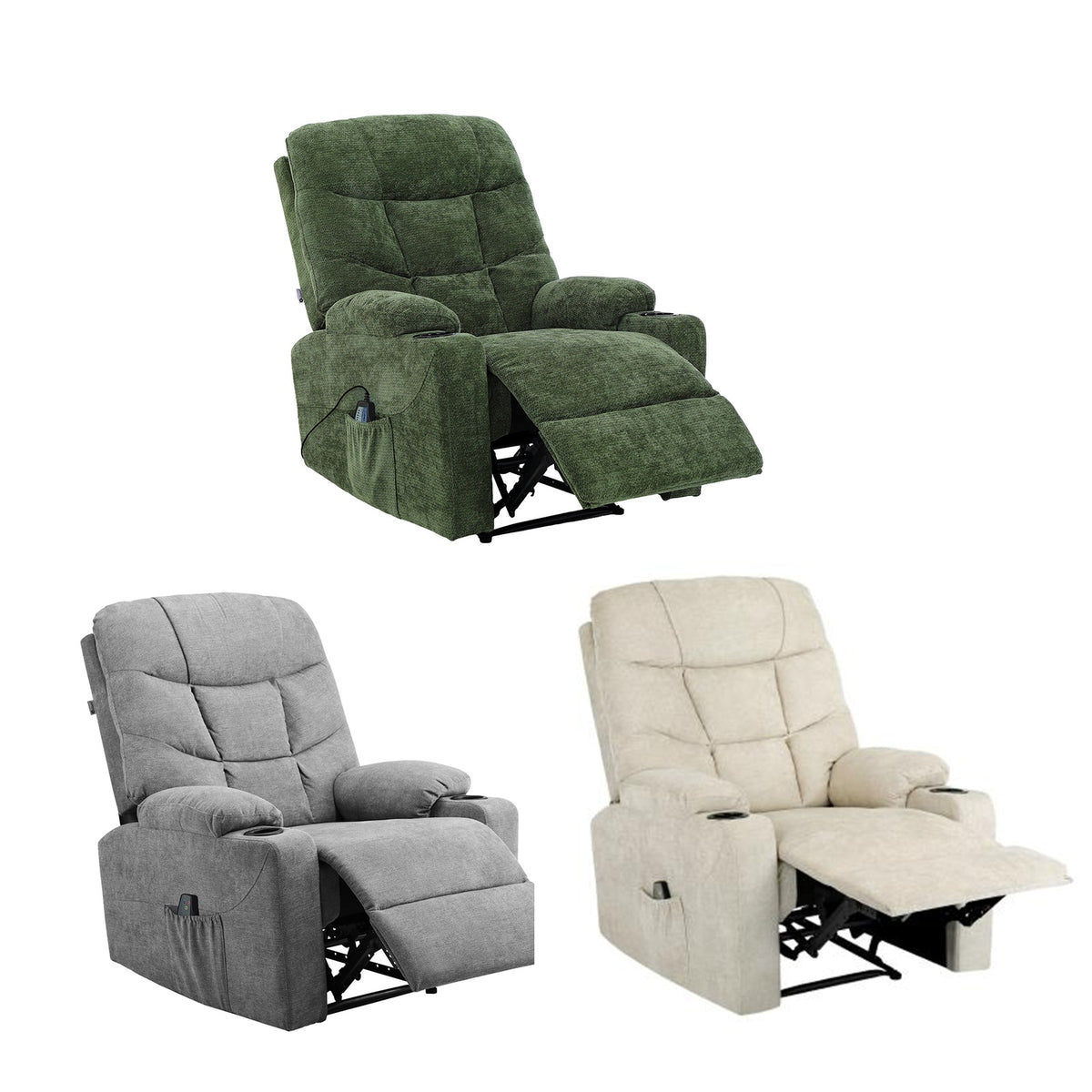 Oikiture Recliner Chair Electric Massage Chair Lounge Heated Polyester