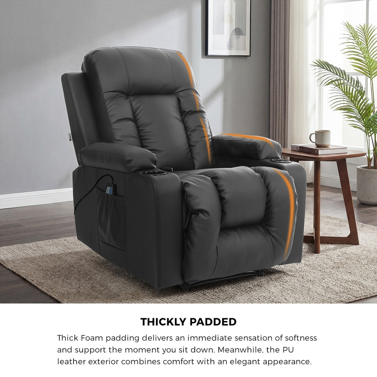 Oikiture Recliner Chair Heated Massage Armchair Lounge Sofa
