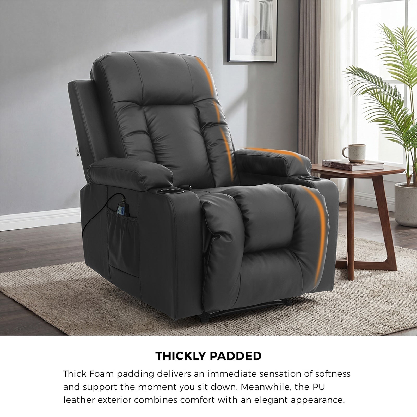 Oikiture Recliner Chair Heated Massage Armchair Lounge Sofa